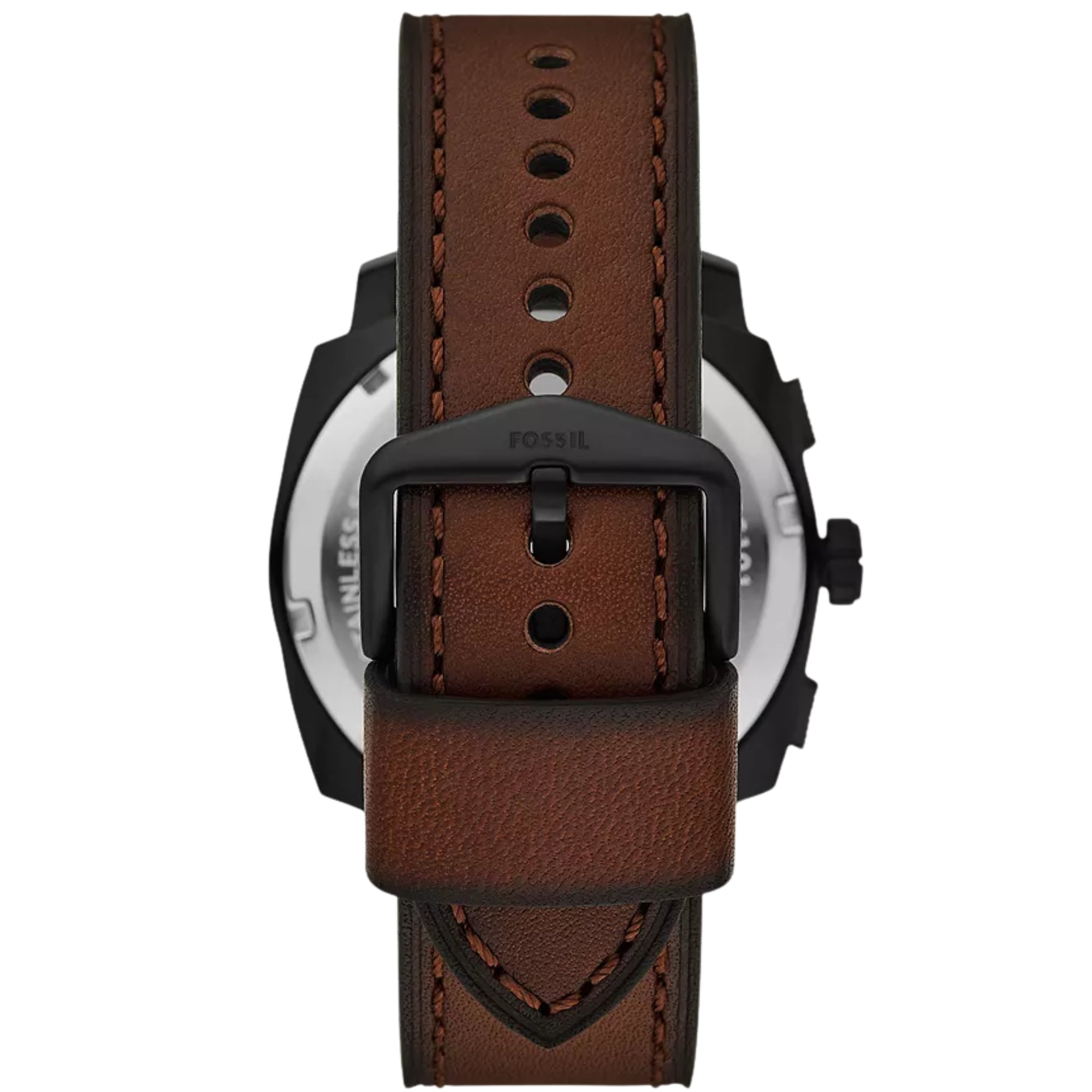 Fossil Machine 44mm Chronograph Black Dial Leather Mens Quartz Watch FS6101