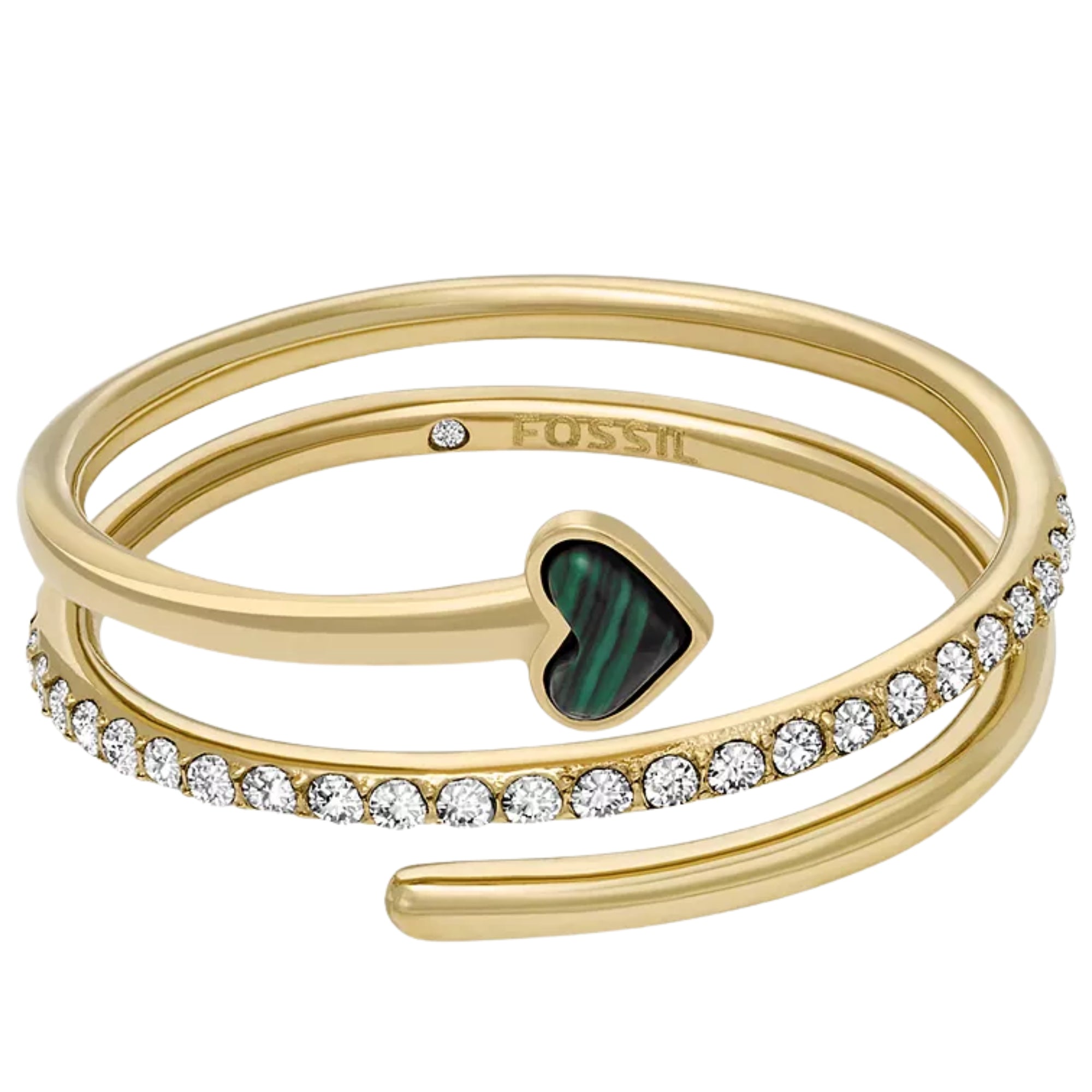 Fossil Sutton Modern Meadows Reconstituted Malachite Prestack Heart Women's Ring JF04860710