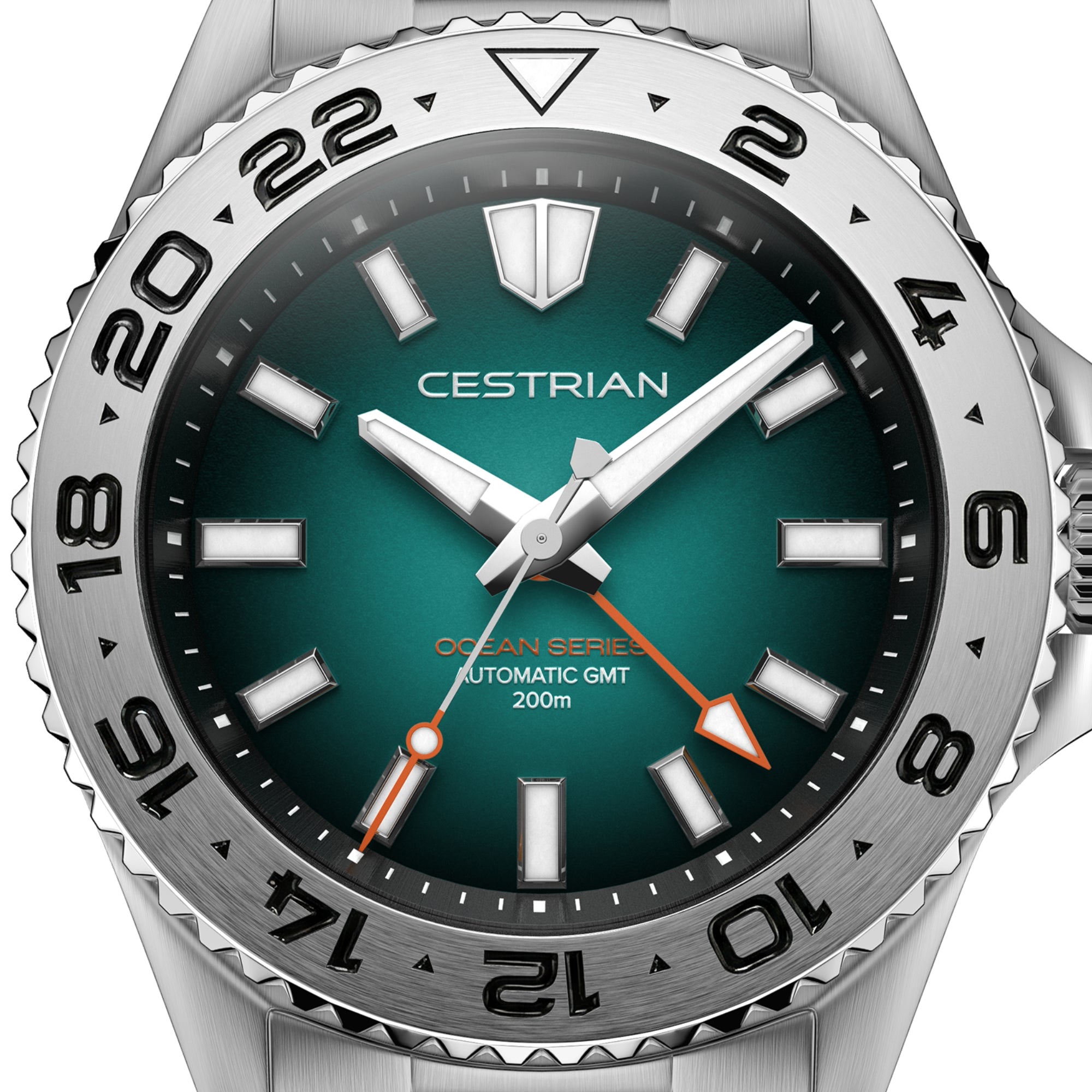 Cestrian Ocean Series Green Fumé Dial Steel Bracelet Automatic GMT Men's Watch CO-BGS001