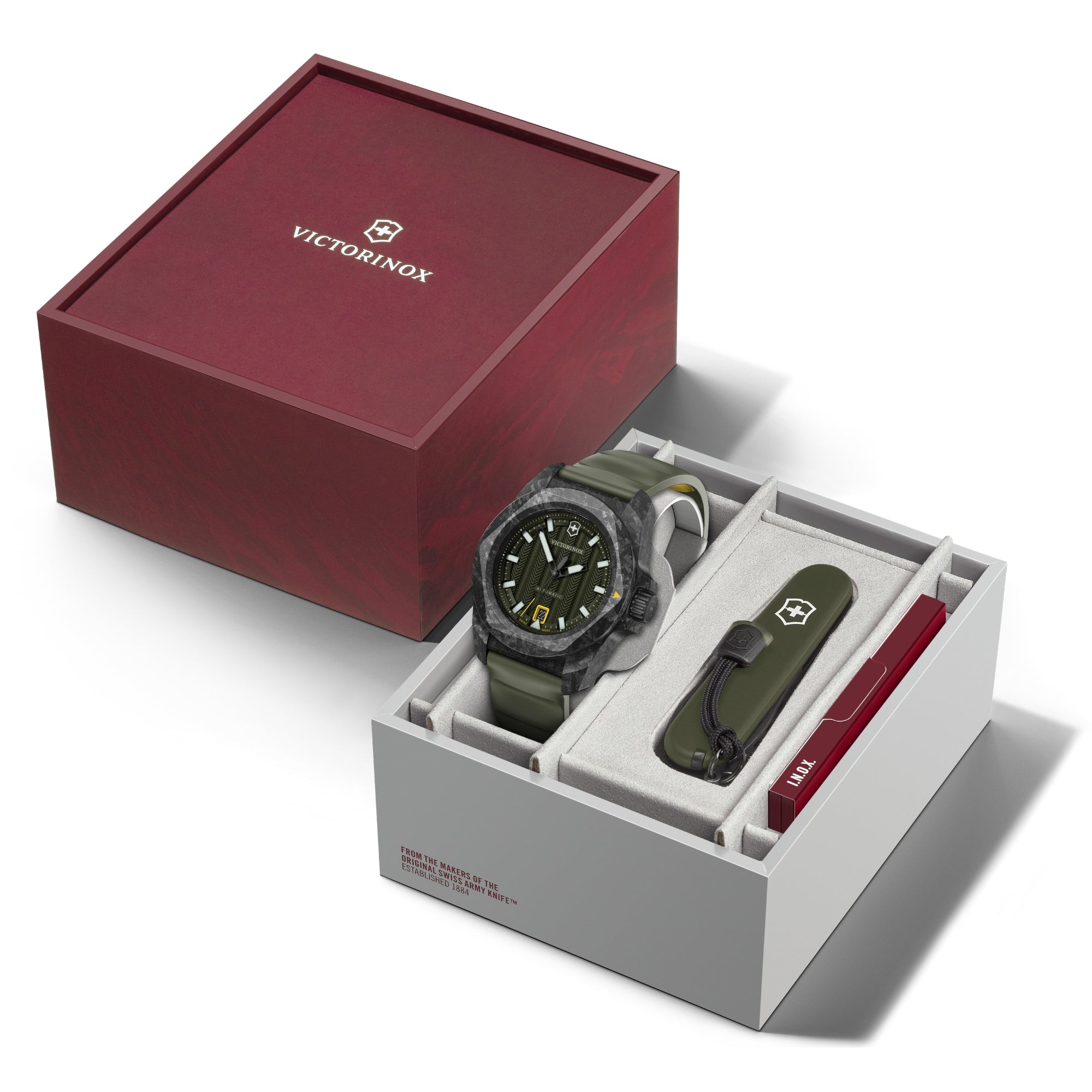 Victorinox I.N.O.X. 242021.1 watch displayed in premium red and white gift box packaging