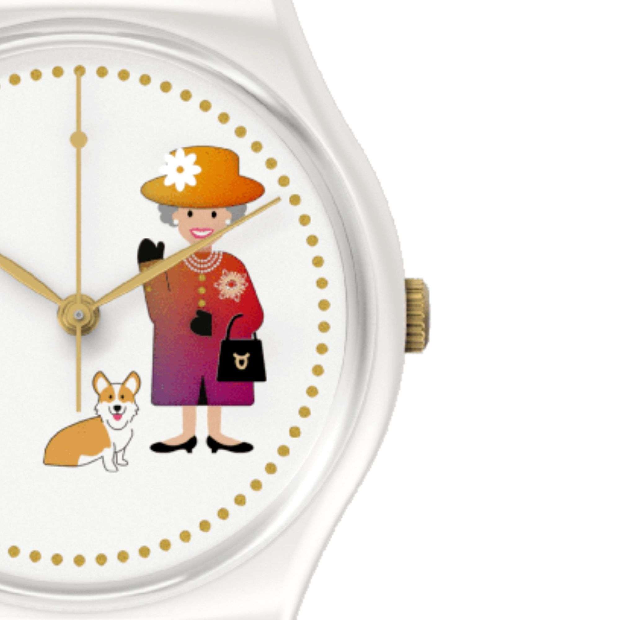 Swatch How Majestic Queen White Dial White Silicone Strap Unisex Watch GZ711