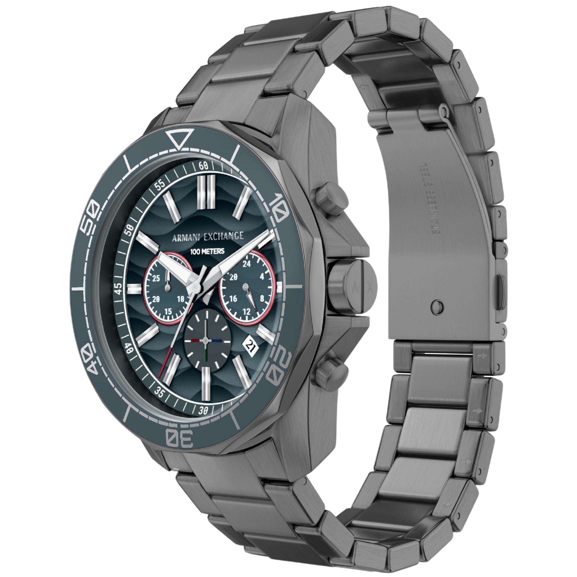 Armani Exchange Spencer 44mm Chronograph Blue Dial Steel Mens Quartz Watch  AX1972