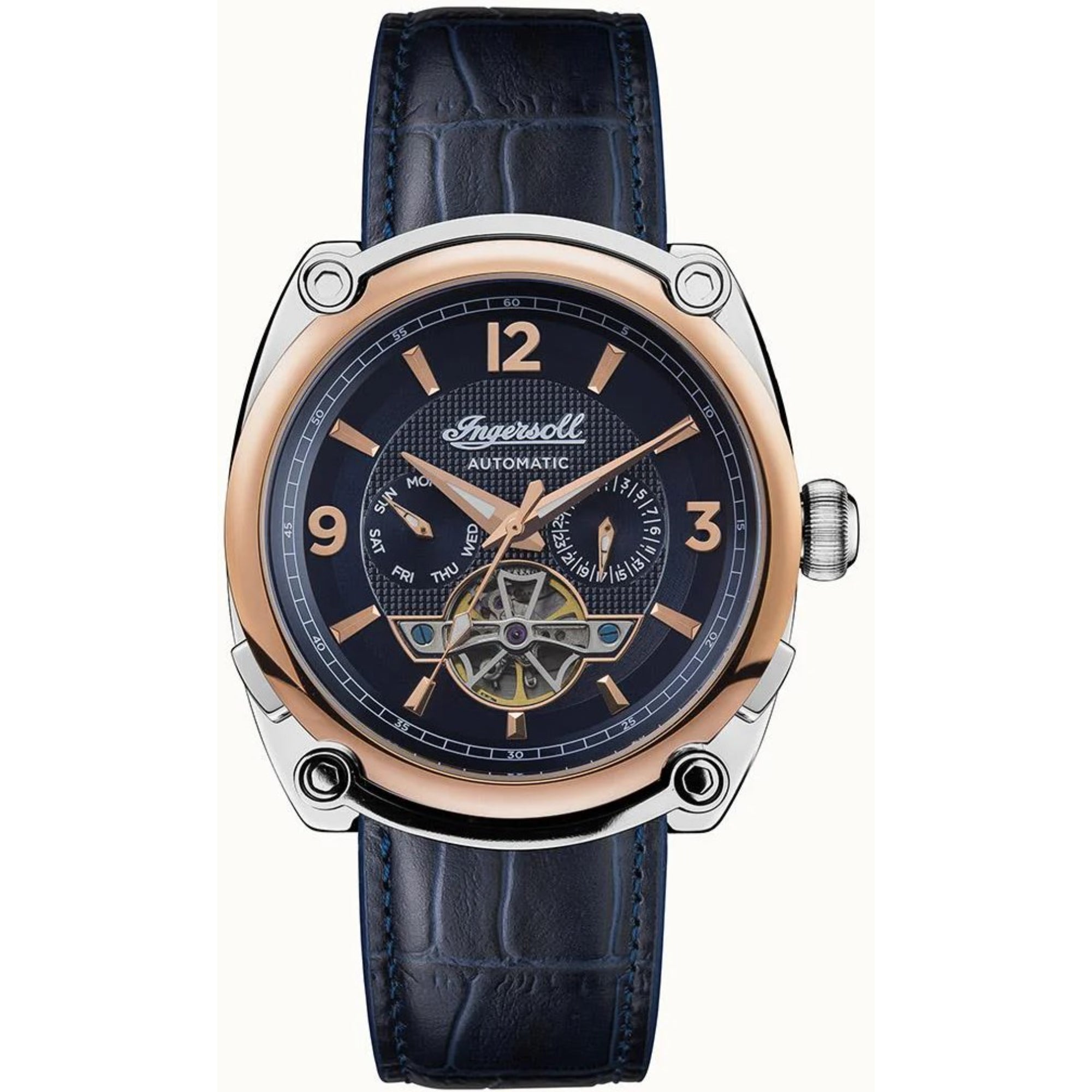 Ingersoll 1892 The Michigan Automatic Blue Dial Leather Strap Men's Watch I01101B
