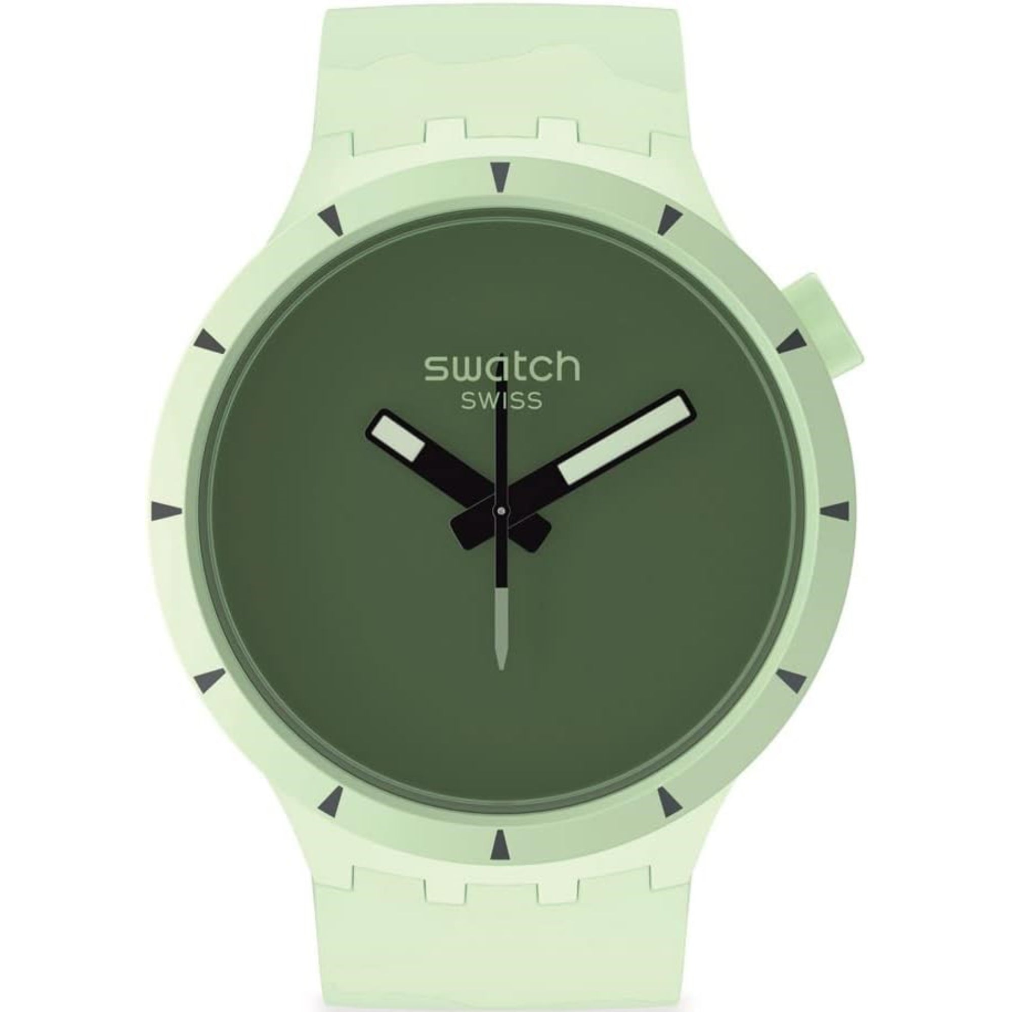 Swatch Big Bold Bioceramic Forest Quartz Green Dial Green Silicone Strap Unisex Watch SB03G100