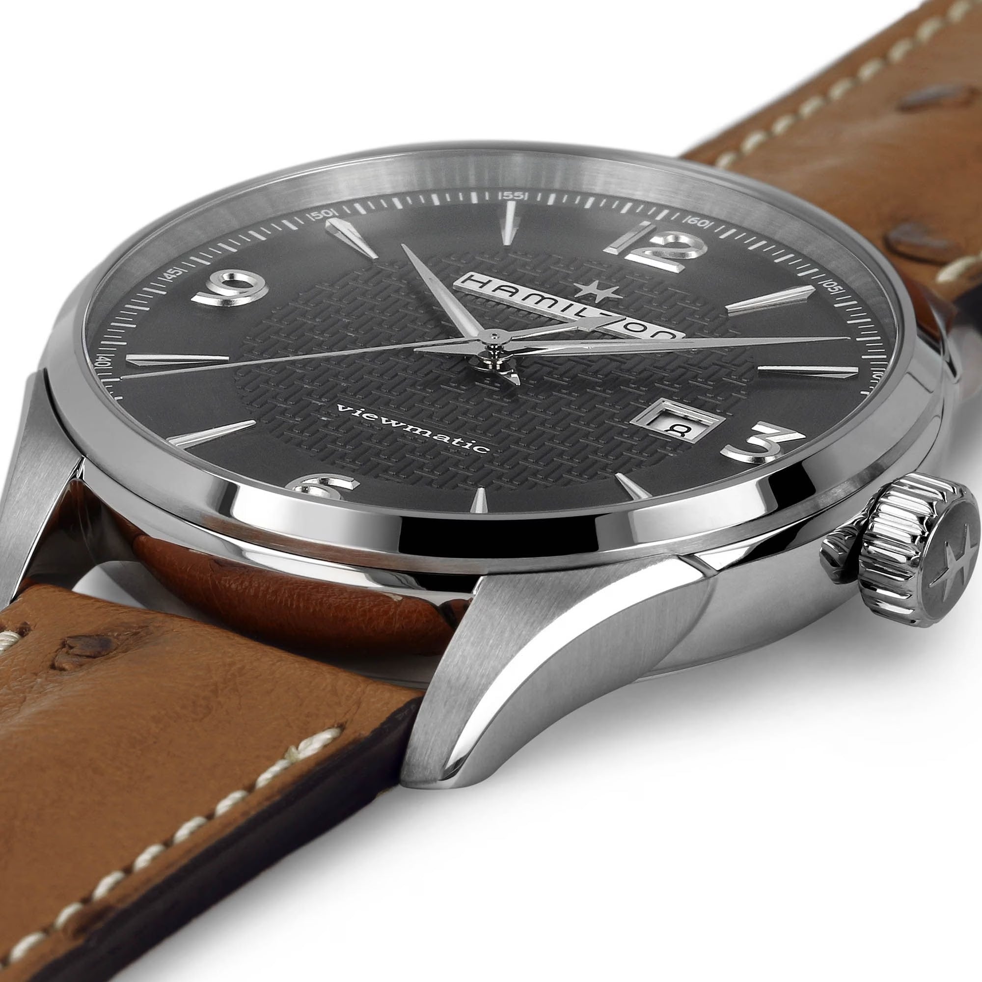 Hamilton Jazzmaster 44mm Graues Zifferblatt Leder Herren Automatik Uhr H32755851