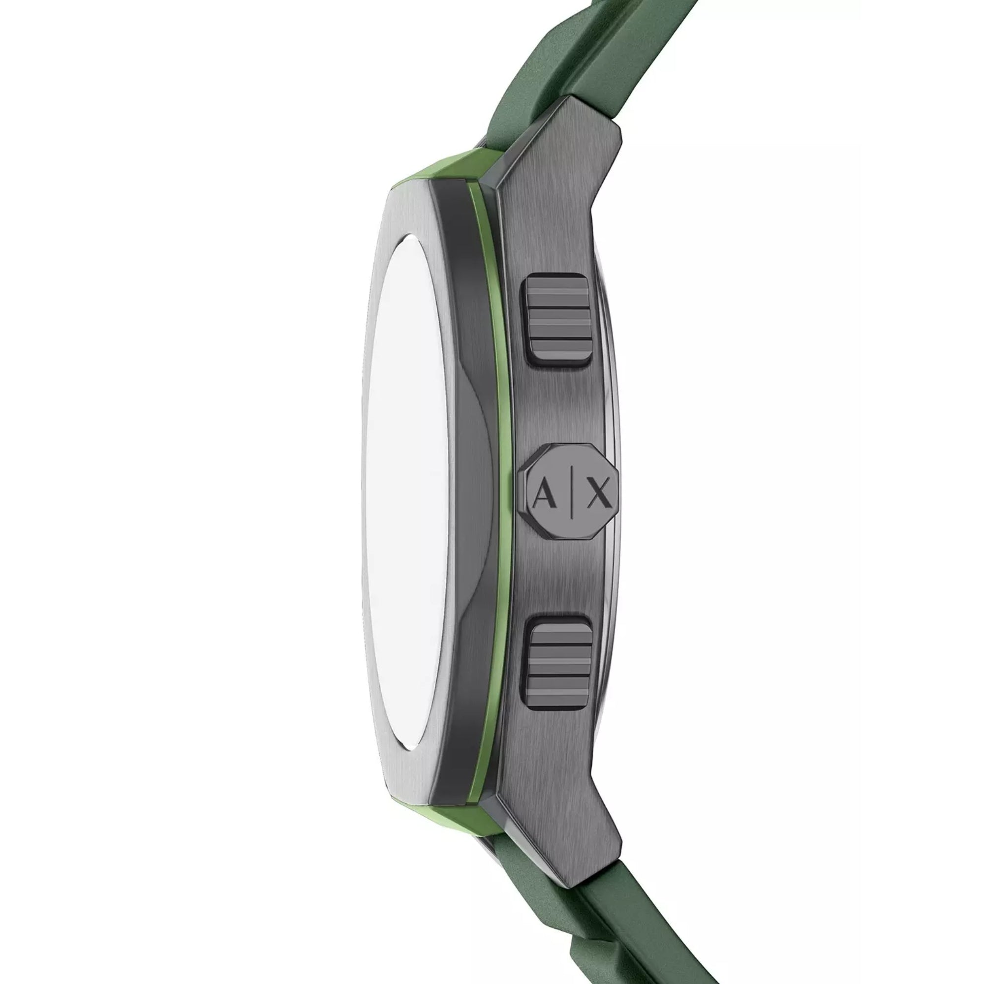 Armani Exchange Sync 44mm Chronograph Green Dial Silicone Mens Quartz Watch AX4292