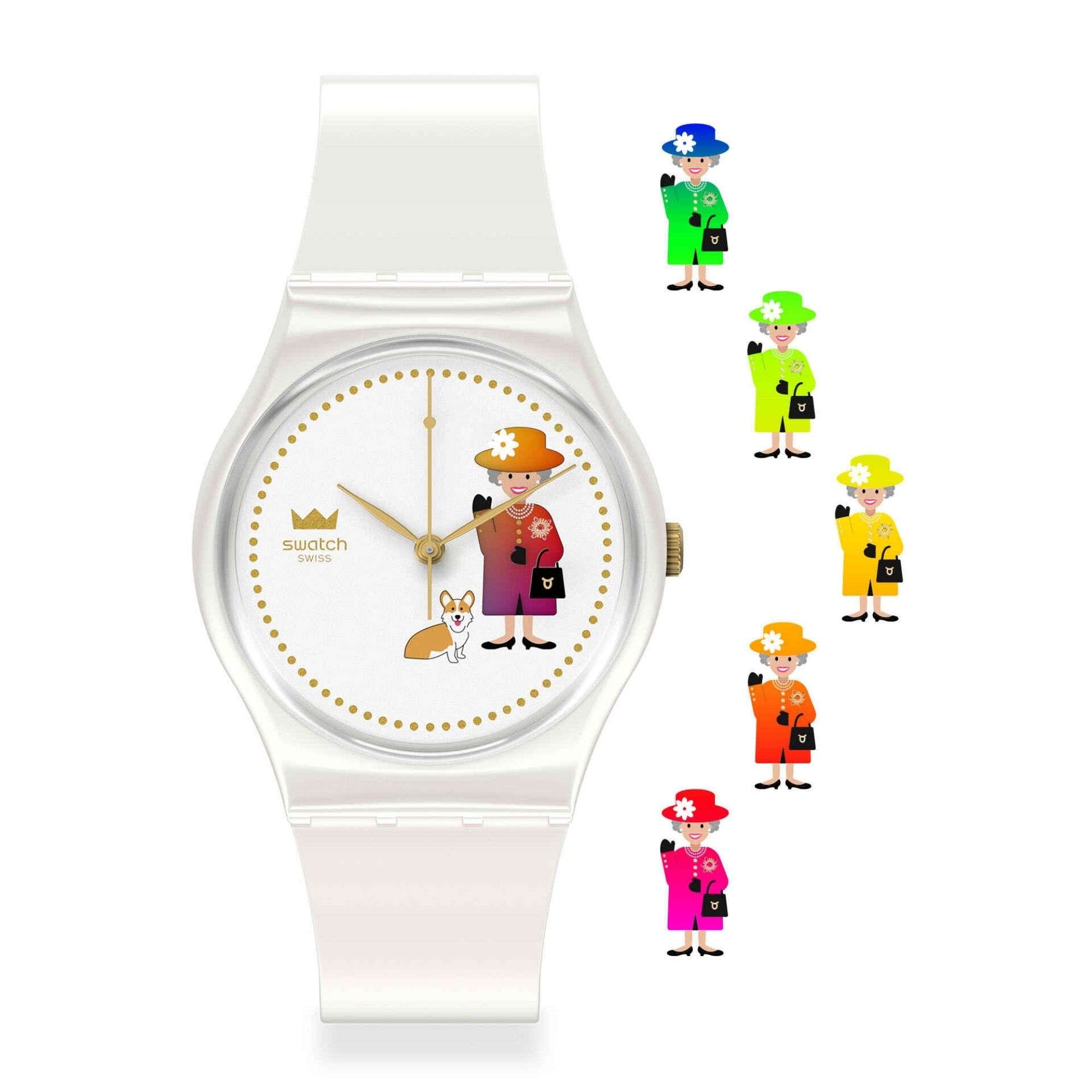 Swatch How Majestic Queen White Dial White Silicone Strap Unisex Watch GZ711
