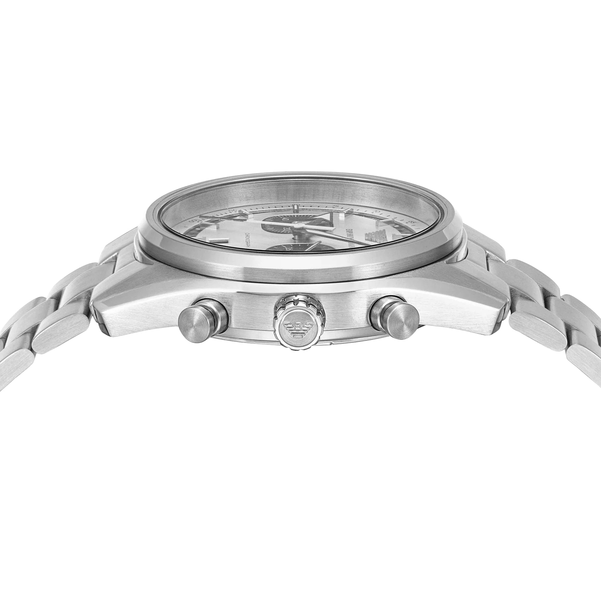 Emporio Armani Racer 42mm Chronograph Silver Dial Steel Mens Quartz Watch AR11636