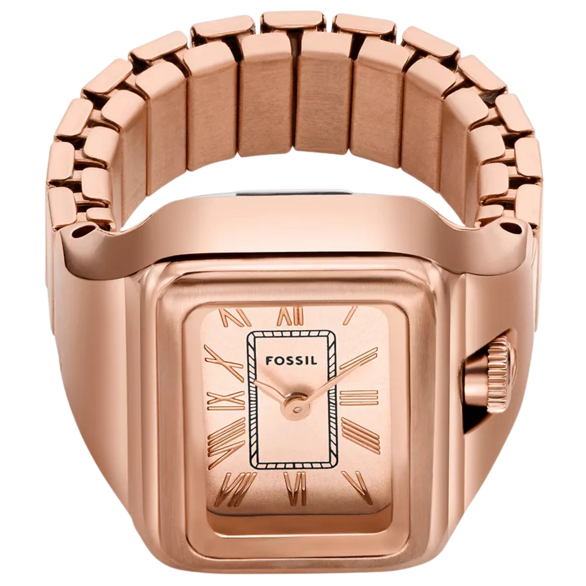 Fossil Raquel 14mm Rose Gold Dial Steel Ladies Quartz Ring Watch ES5345