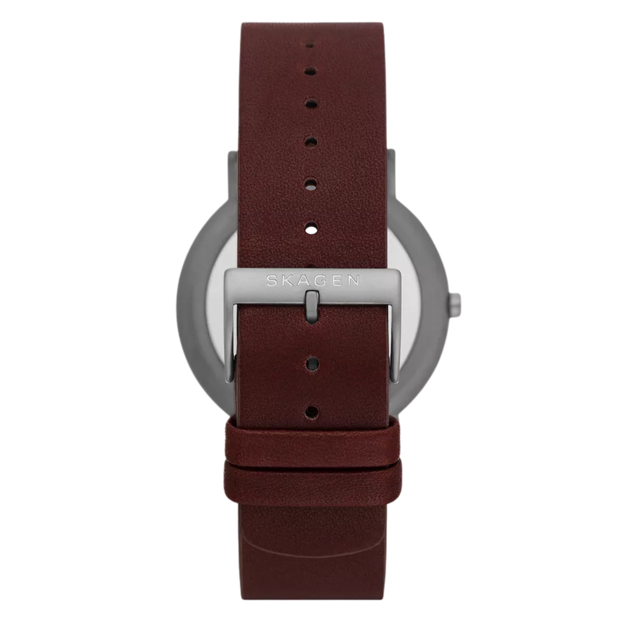 Skagen Signatur Cherry Wood Leather Strap Black Dial Men’s Watch SKW6860