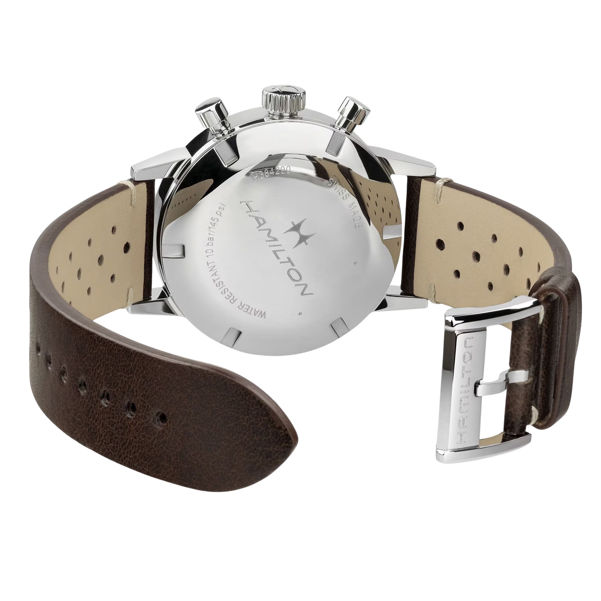 Hamilton American Classic 40mm Chronograph Brown Dial Leather Mens Mechanical Watch H38429591