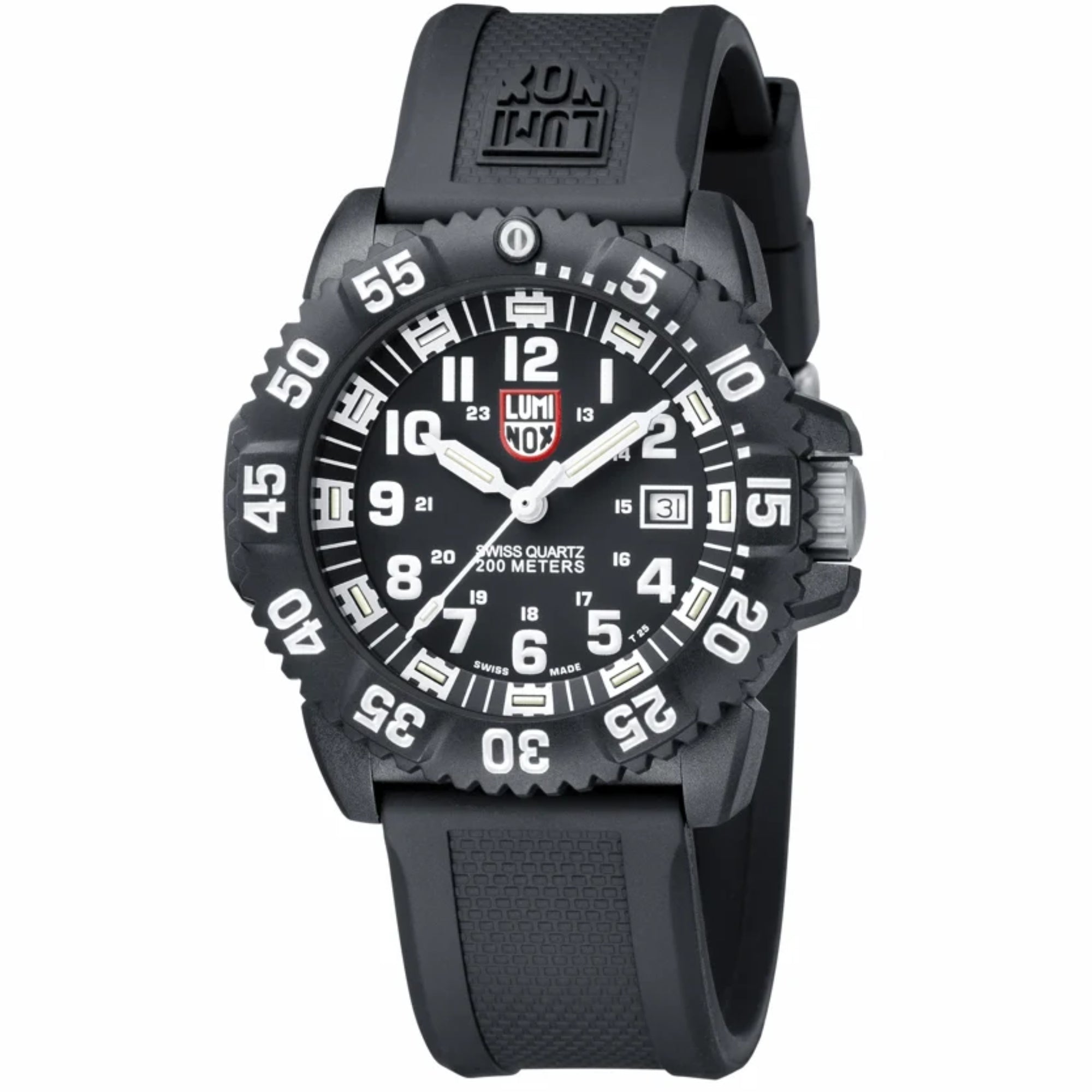 Luminox Original Navy SEAL 3000 44mm Schwarzes Zifferblatt Gummi Herren Quarz Uhr XS.3051.F