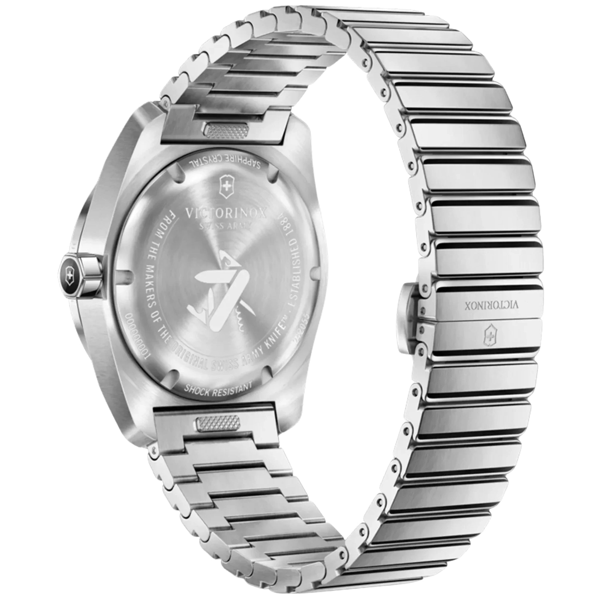 Victorinox 242055 polished and brushed steel bracelet and butterfly clasp detail 