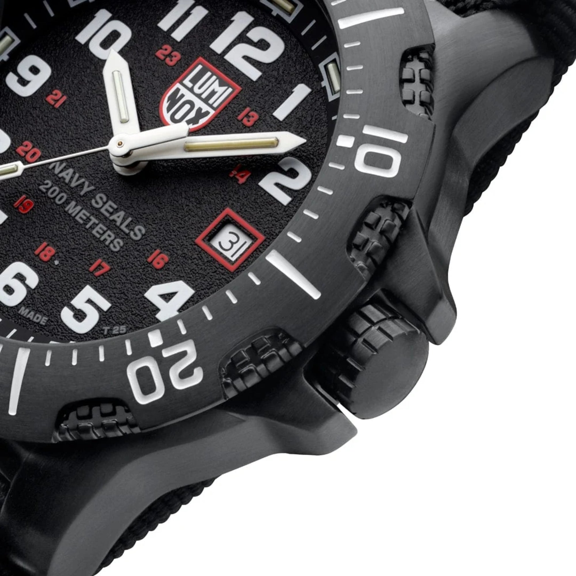 Luminox Navy Seal 45mm Schwarzes Zifferblatt Gummi Herren Quarz Uhr XS.4231.SET