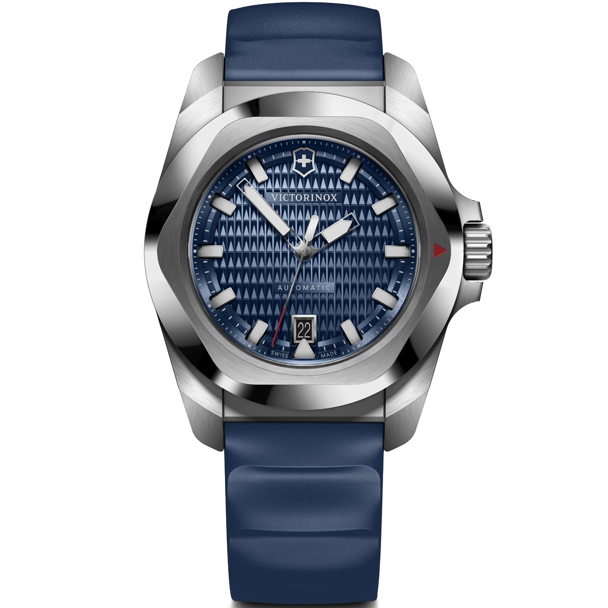 Victorinox I.N.O.X. 41mm Automatic blue dial wood strap watch 242018.1 front view 