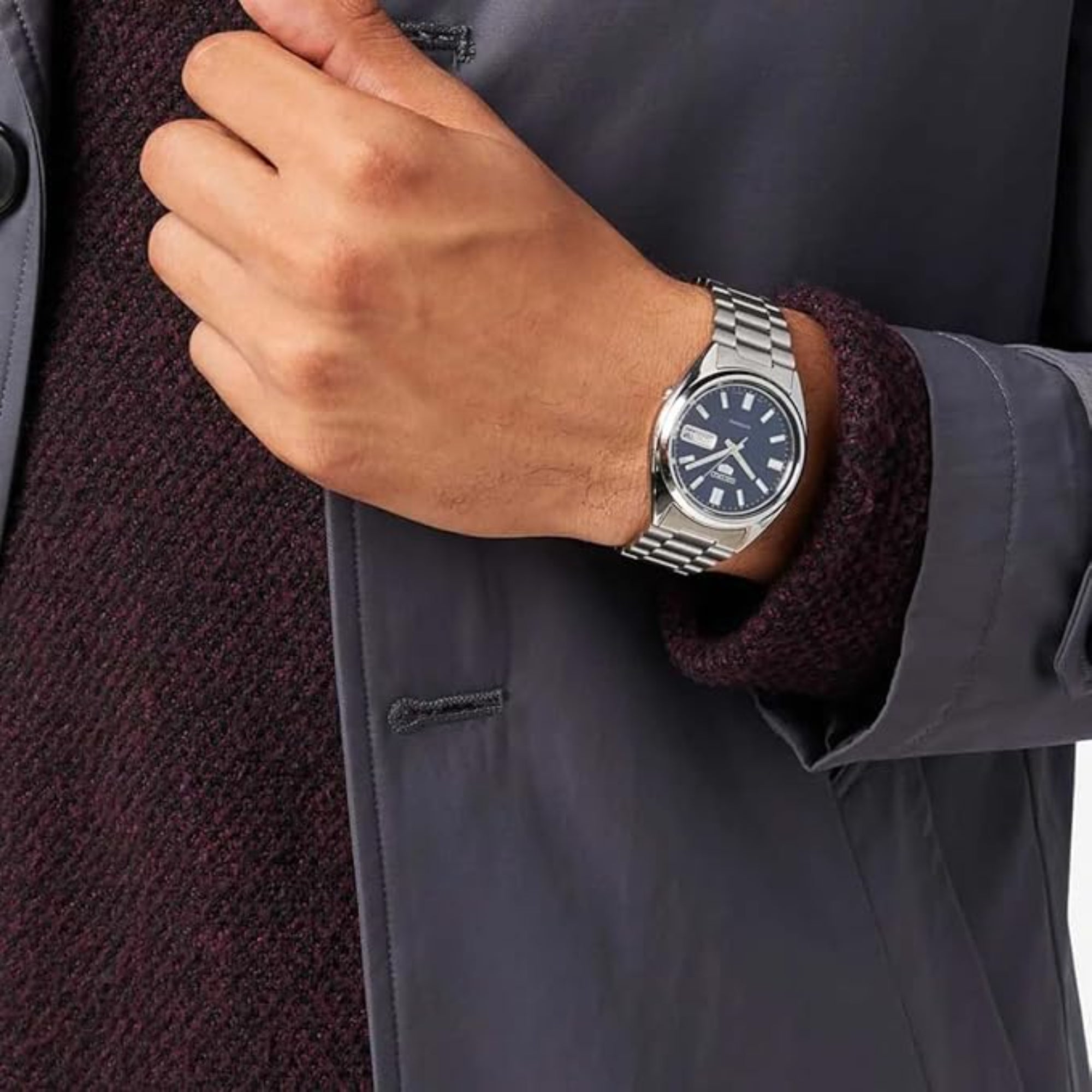 Seiko 5 Classic Automatic Blue Dial Steel Mens Watch SNXS77K1