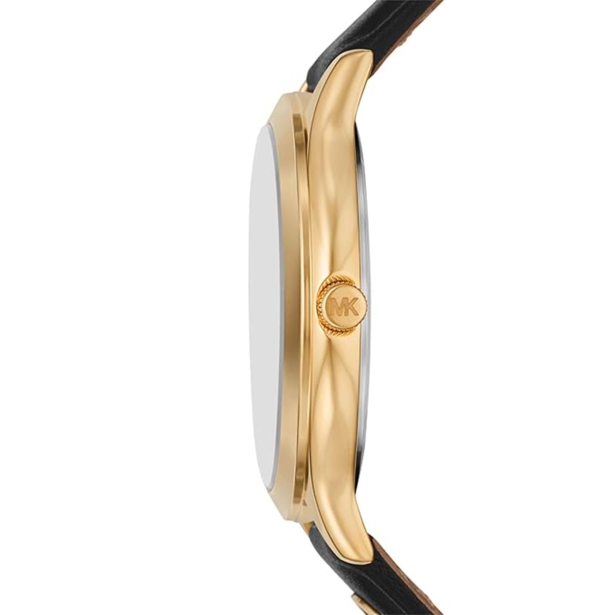 Michael Kors Slim Runway Black Leather Strap Black Dial Women’s Watch MK7482