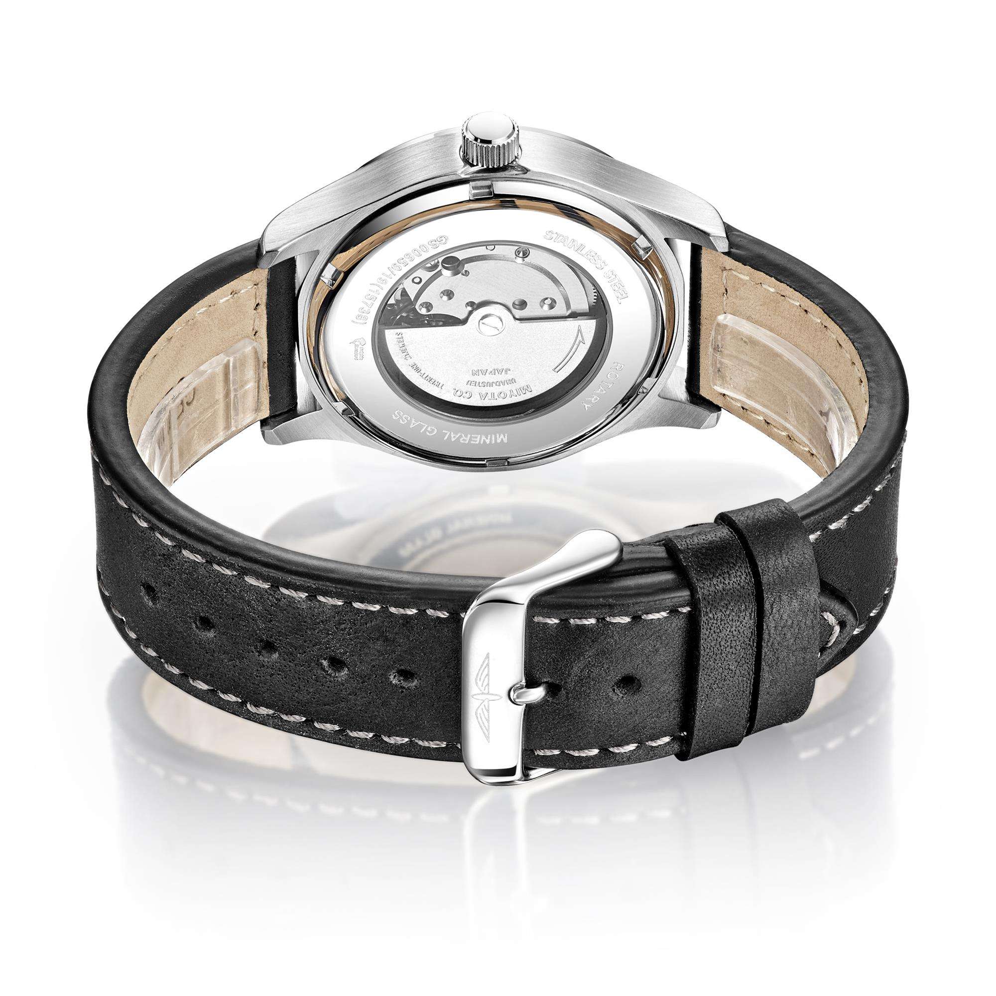 Rotary Classic Stainless Steel Black Men’s Automatic Watch - WatchNation