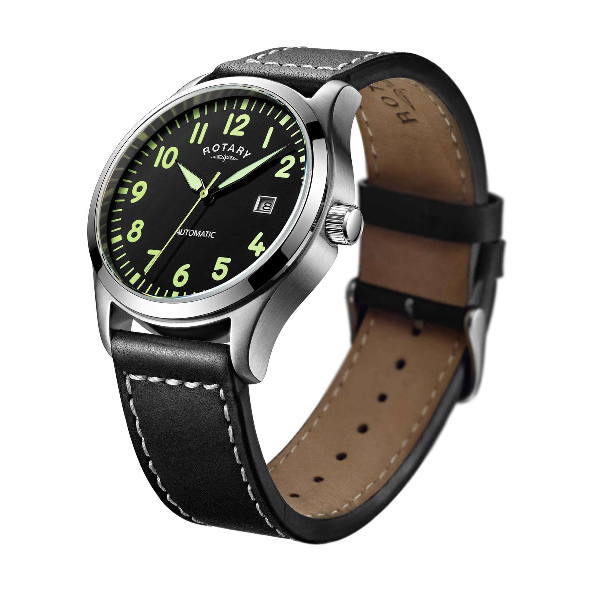 Rotary Classic Stainless Steel Black Men’s Automatic Watch - WatchNation