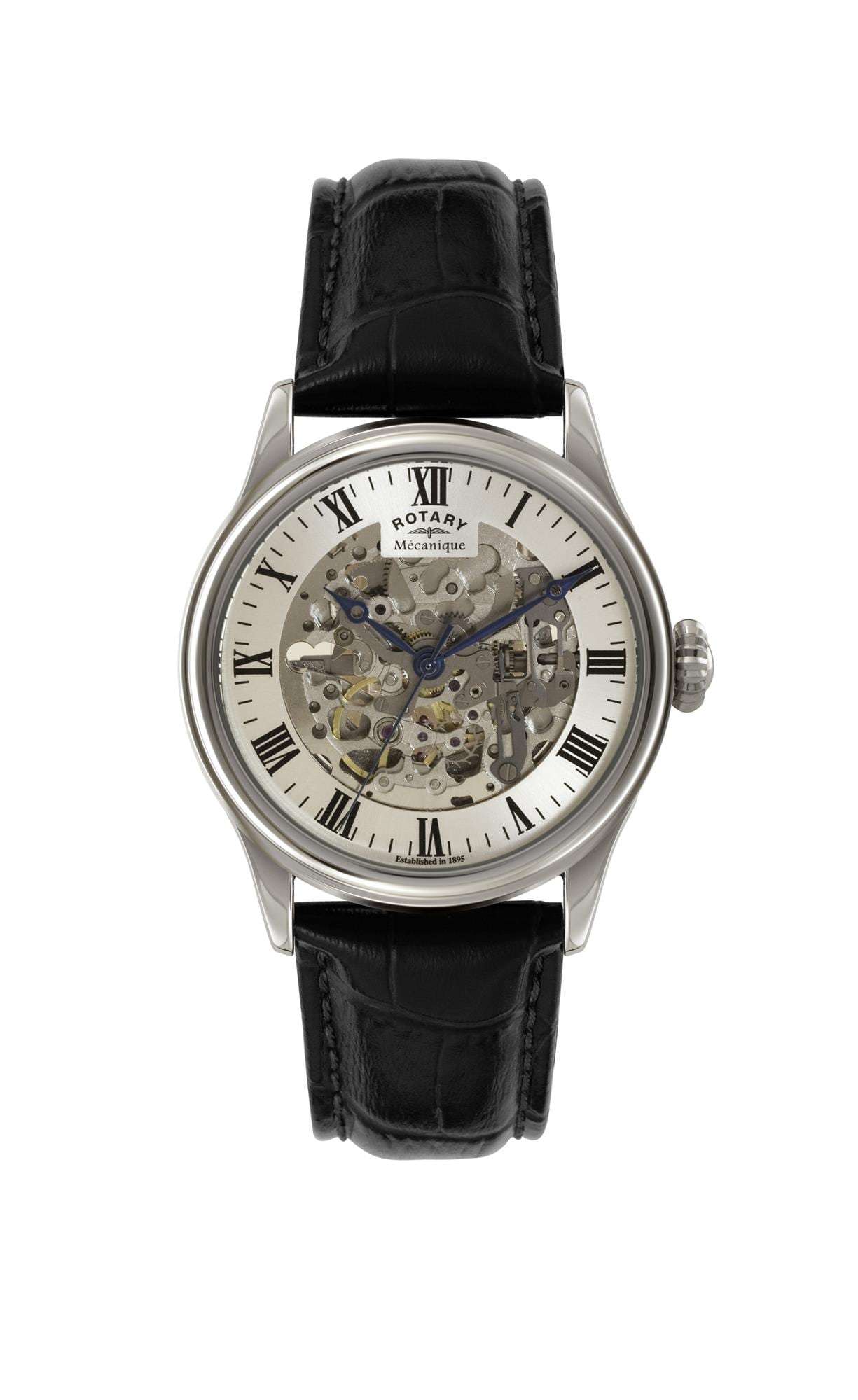 Rotary Skeleton Stainless Steel Silver Men’s Automatic Watch - WatchNation
