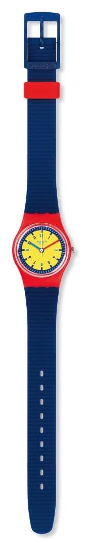 Swatch Bambino Blue Silicone Strap Red Plastic Case Kids' Watch LR131 - WatchNation