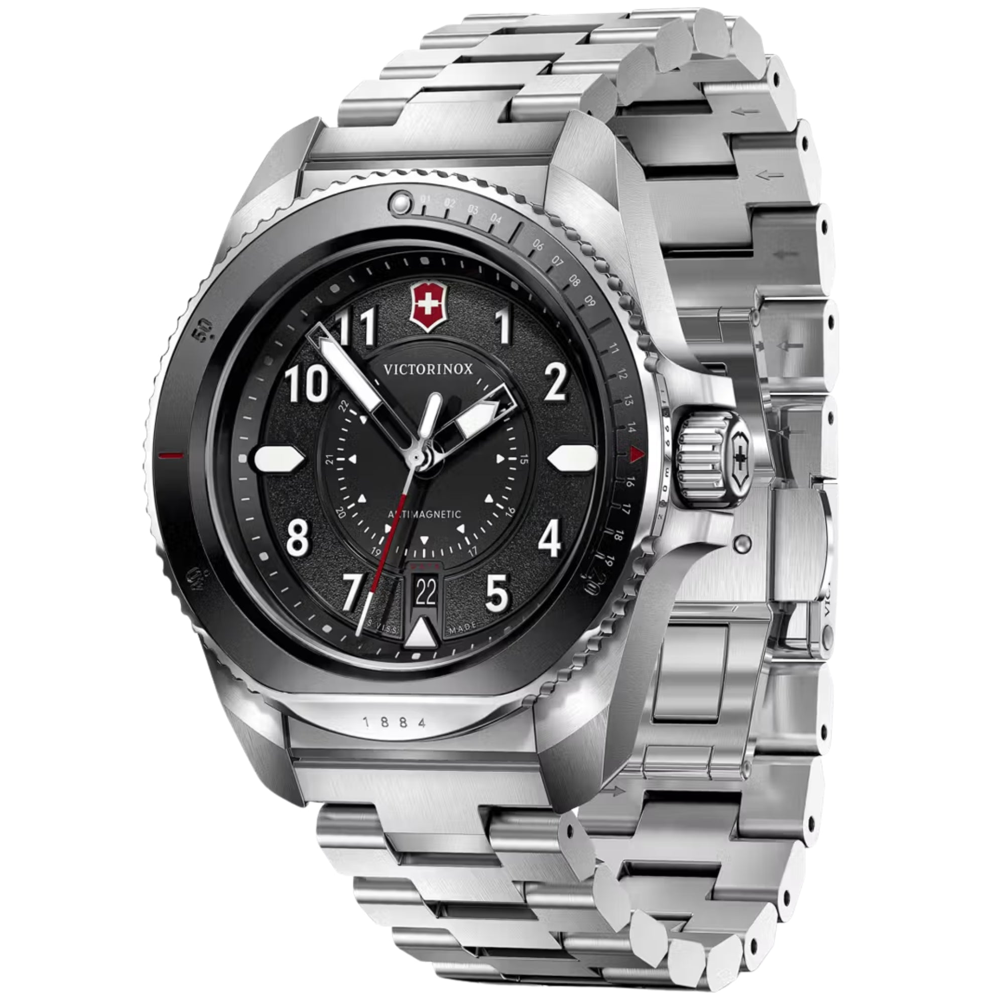 Victorinox Journey 1884 Black Dial Steel Quartz Watch 242009