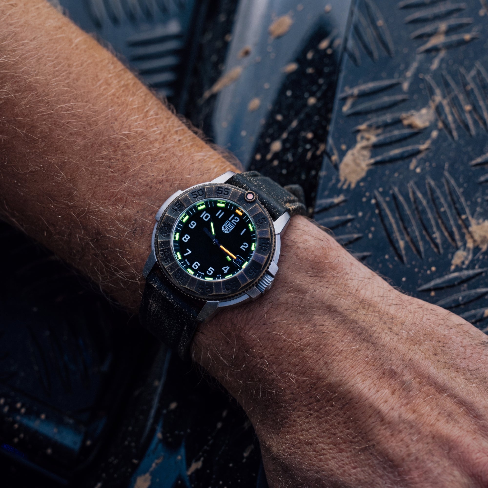 Luminox Adventure 43mm Black Dial Leather Mens Quartz Watch XL.1301