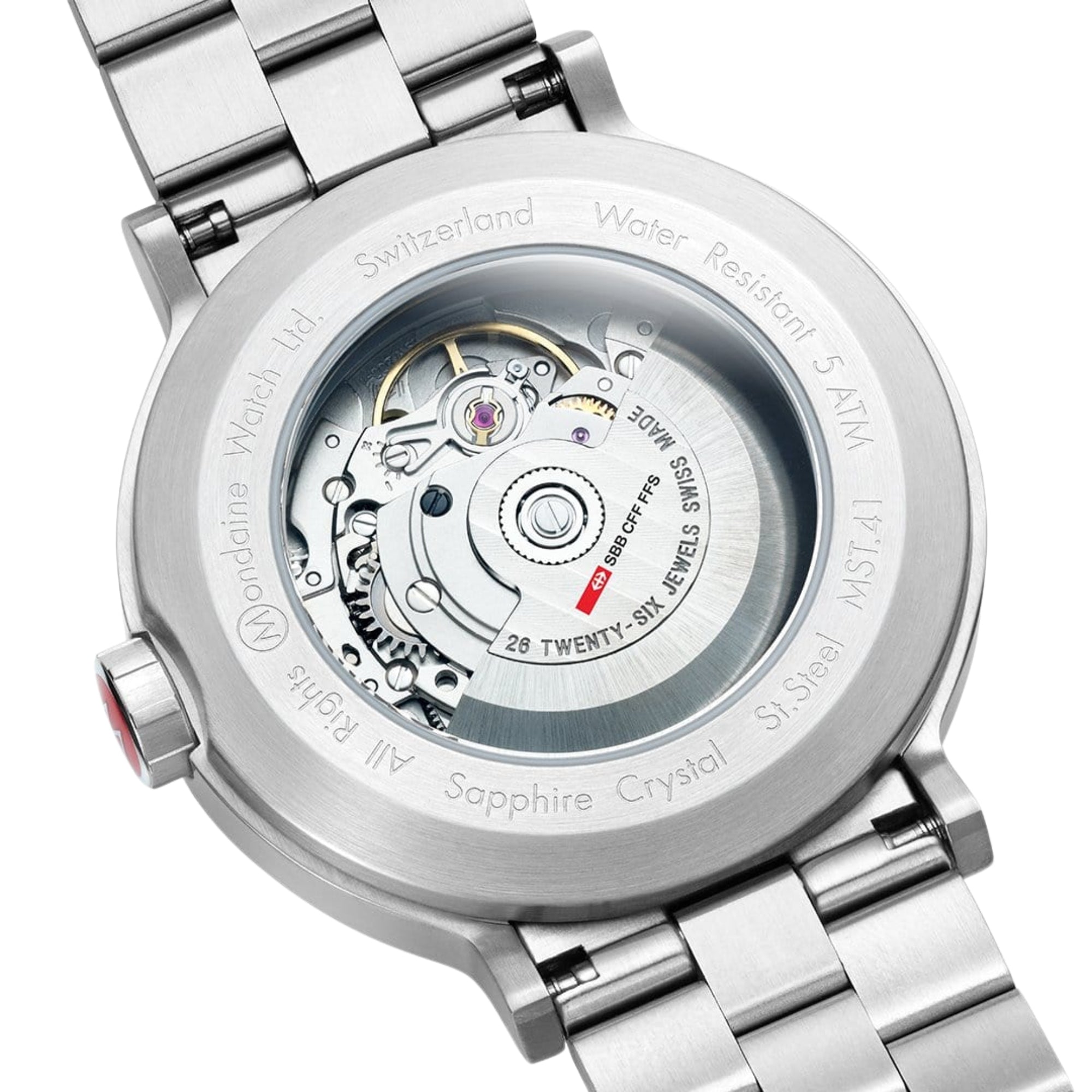 Mondaine Backlight 41mm White Dial Steel Mens Automatic Watch MST.4161B.SJ