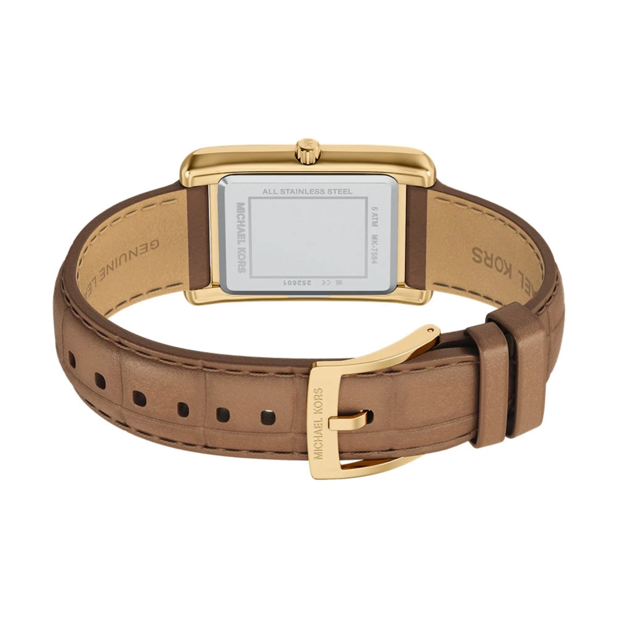 Michael Kors Essex 26mm Gold Dial Leather Ladies Quartz Watch MK7584