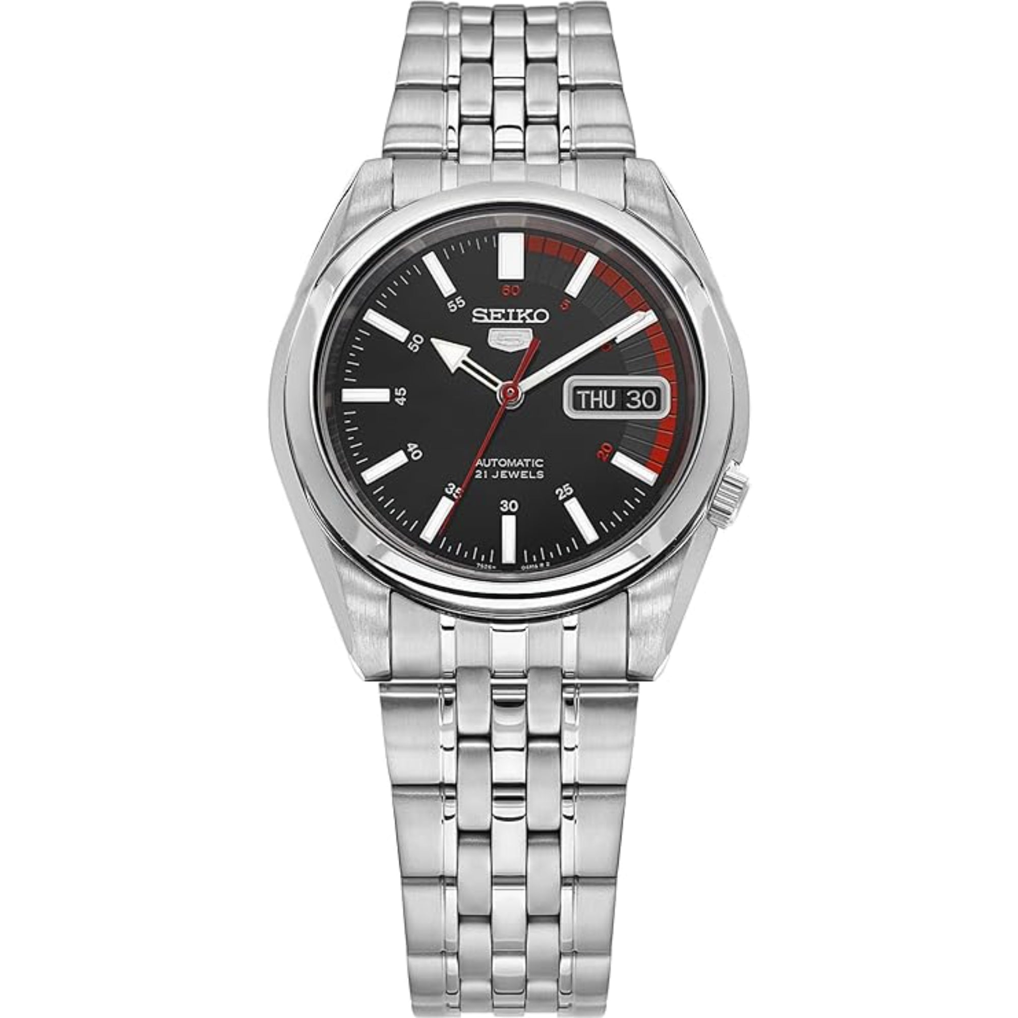 Seiko 5 Automatic Black Dial Stainless Steel Men's Watch SNK375K1