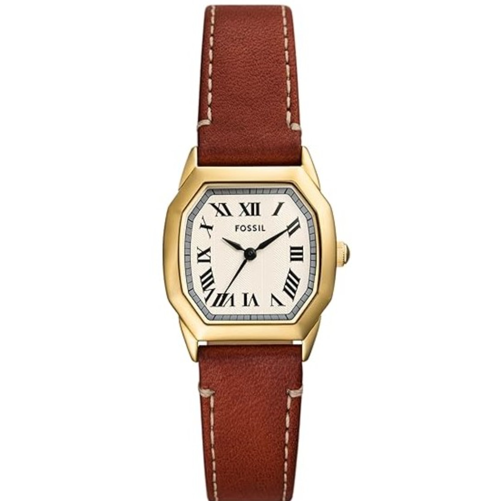Fossil Harlow Three-Hand Brown Leather Cream Dial Women’s Watch ES5364