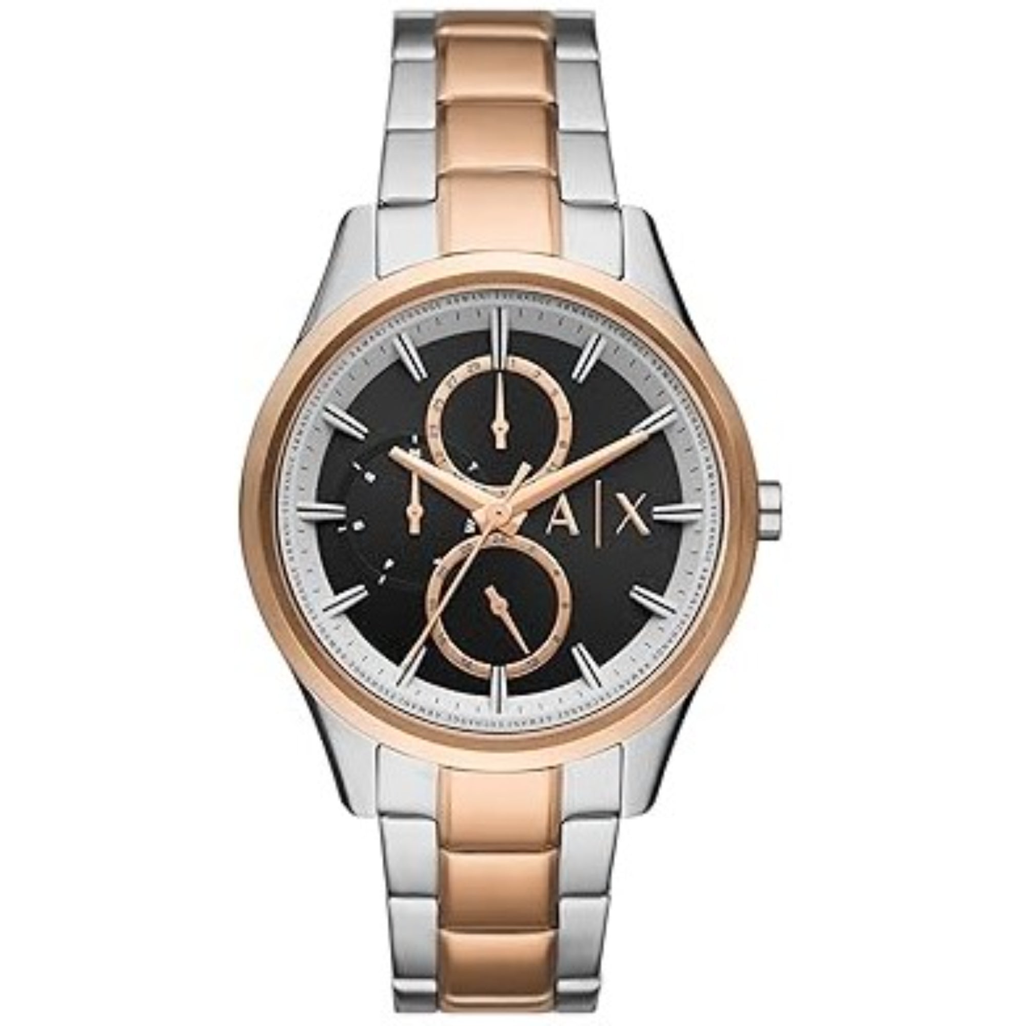 Armani Exchange Multifunction Two-Tone Stainless Steel Strap Black Dial Men’s Watch AX1882
