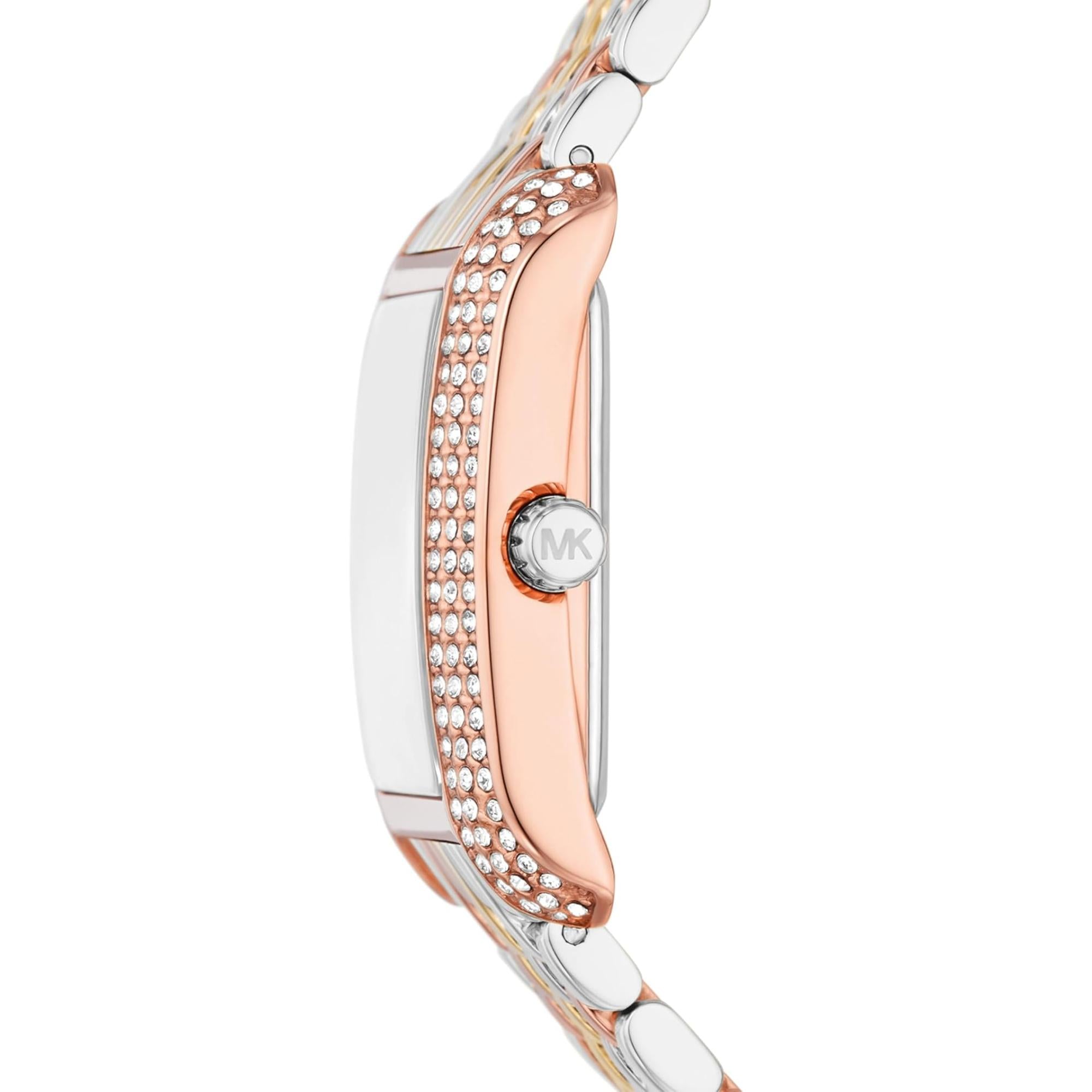 Michael Kors Emery Tri-Tone Stainless Steel Strap White Dial Women’s Watch MK4744