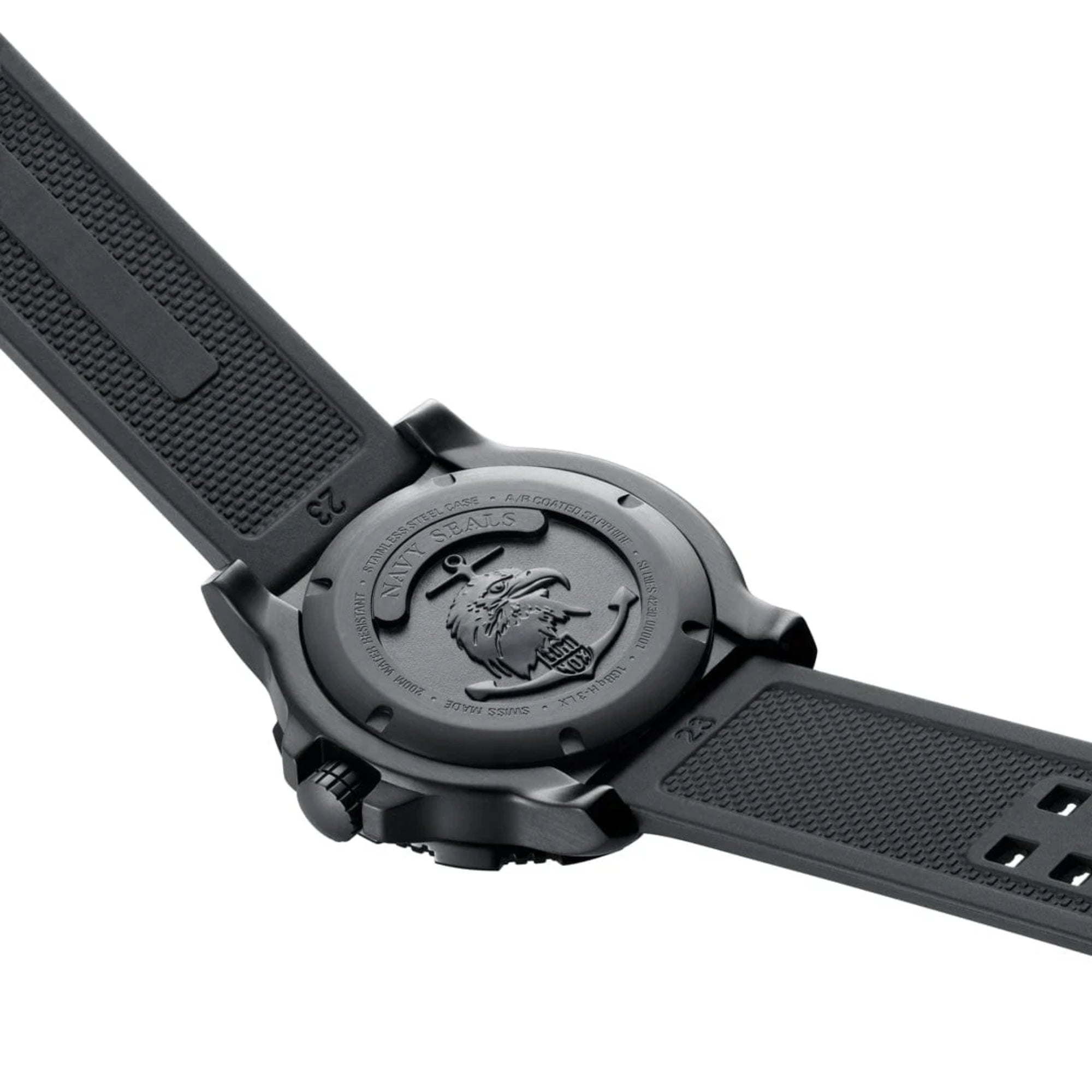 Luminox Navy Seal 45mm Schwarzes Zifferblatt Gummi Herren Quarz Uhr XS.4231.SET