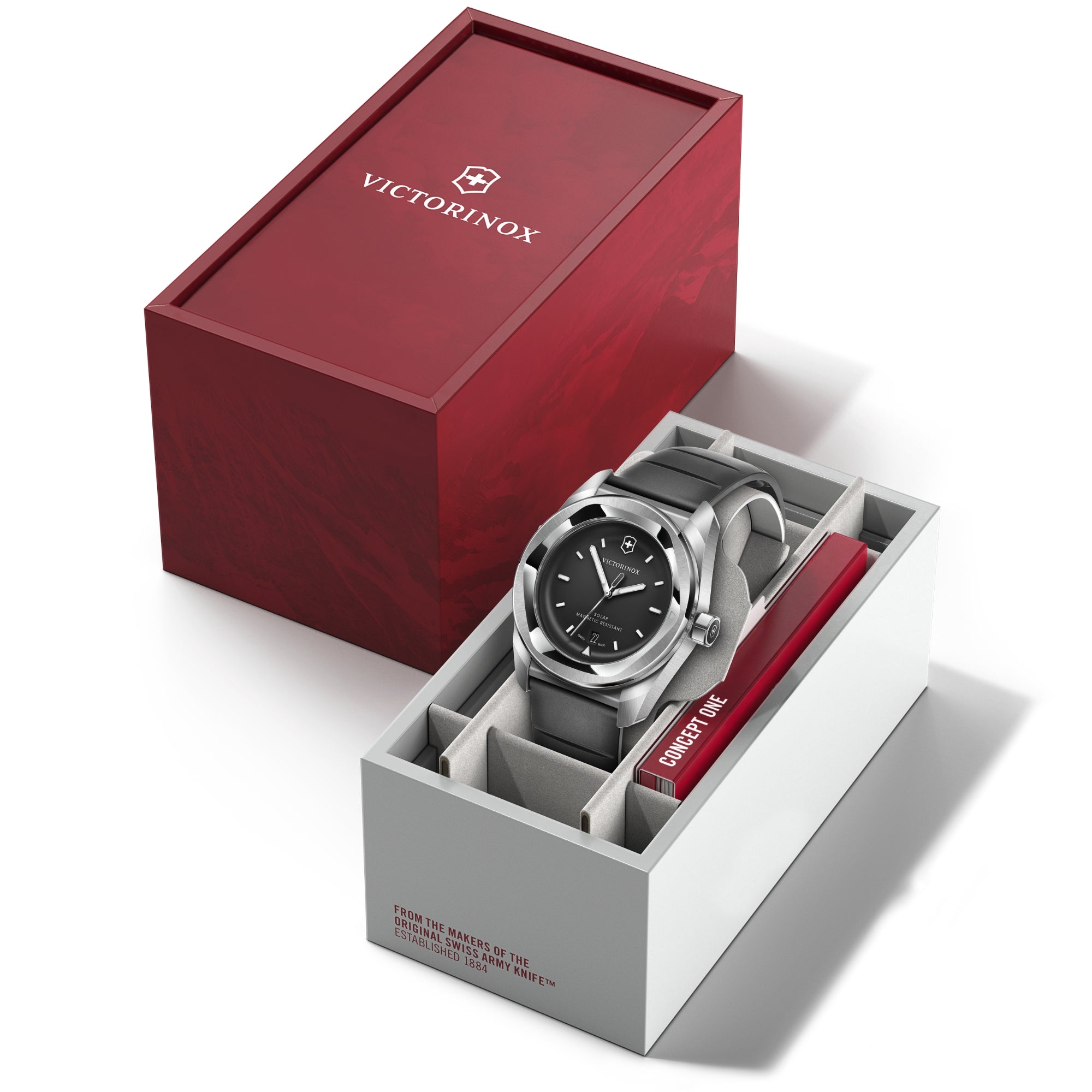 Victorinox Concept One 242054  watch displayed in premium red and white gift box packaging