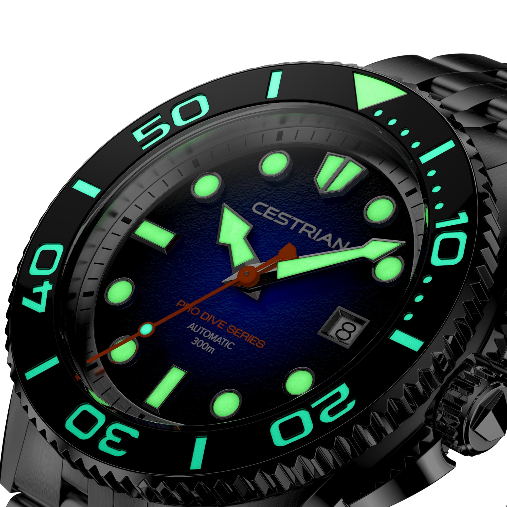 Cestrian Pro Dive Series Orange Dial Steel Bracelet Automatic 300m Men's Watch CP-ORB001