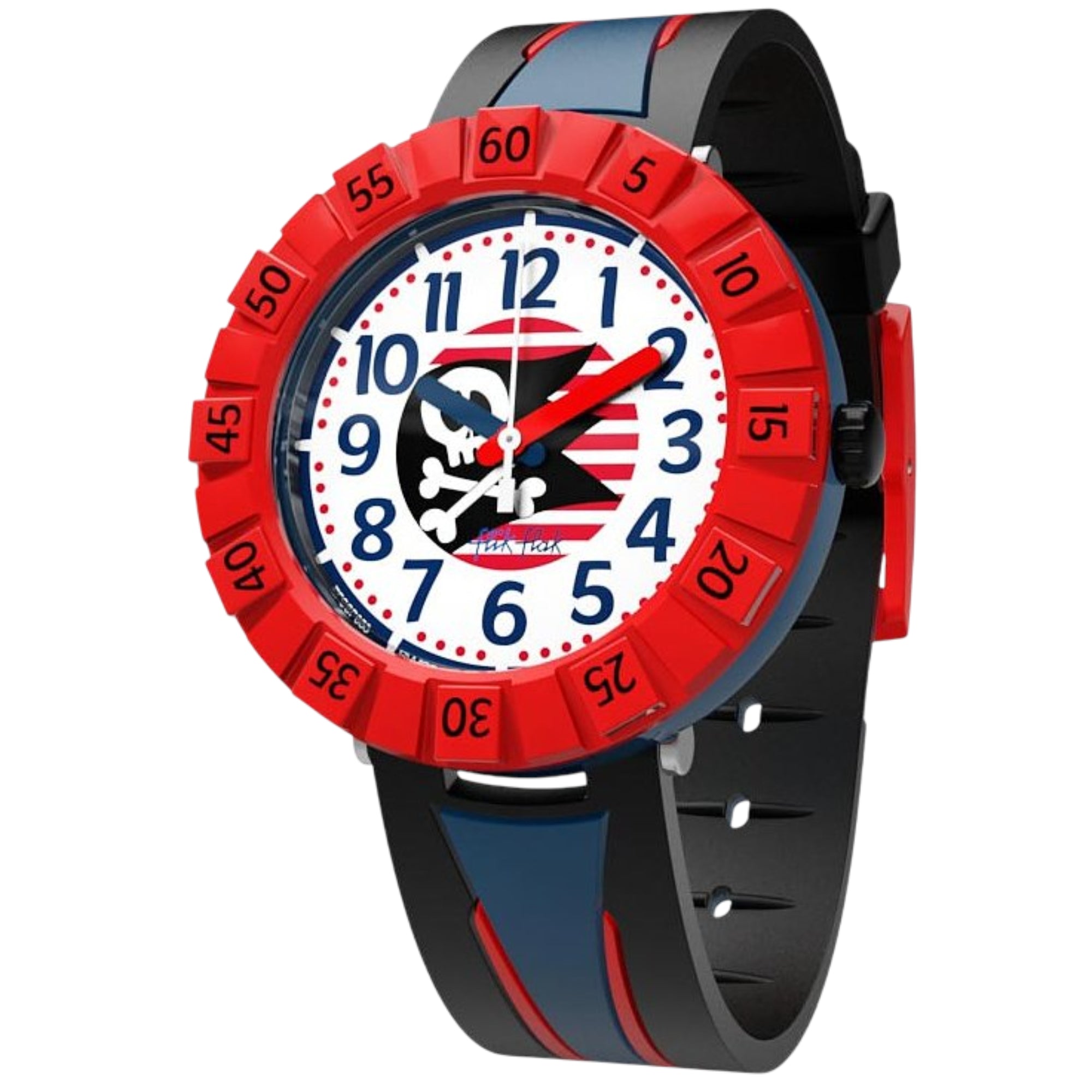 Flik Flak Strong Sailor Blue Plastic Case Black Plastic Strap Kids Watch FCSP053