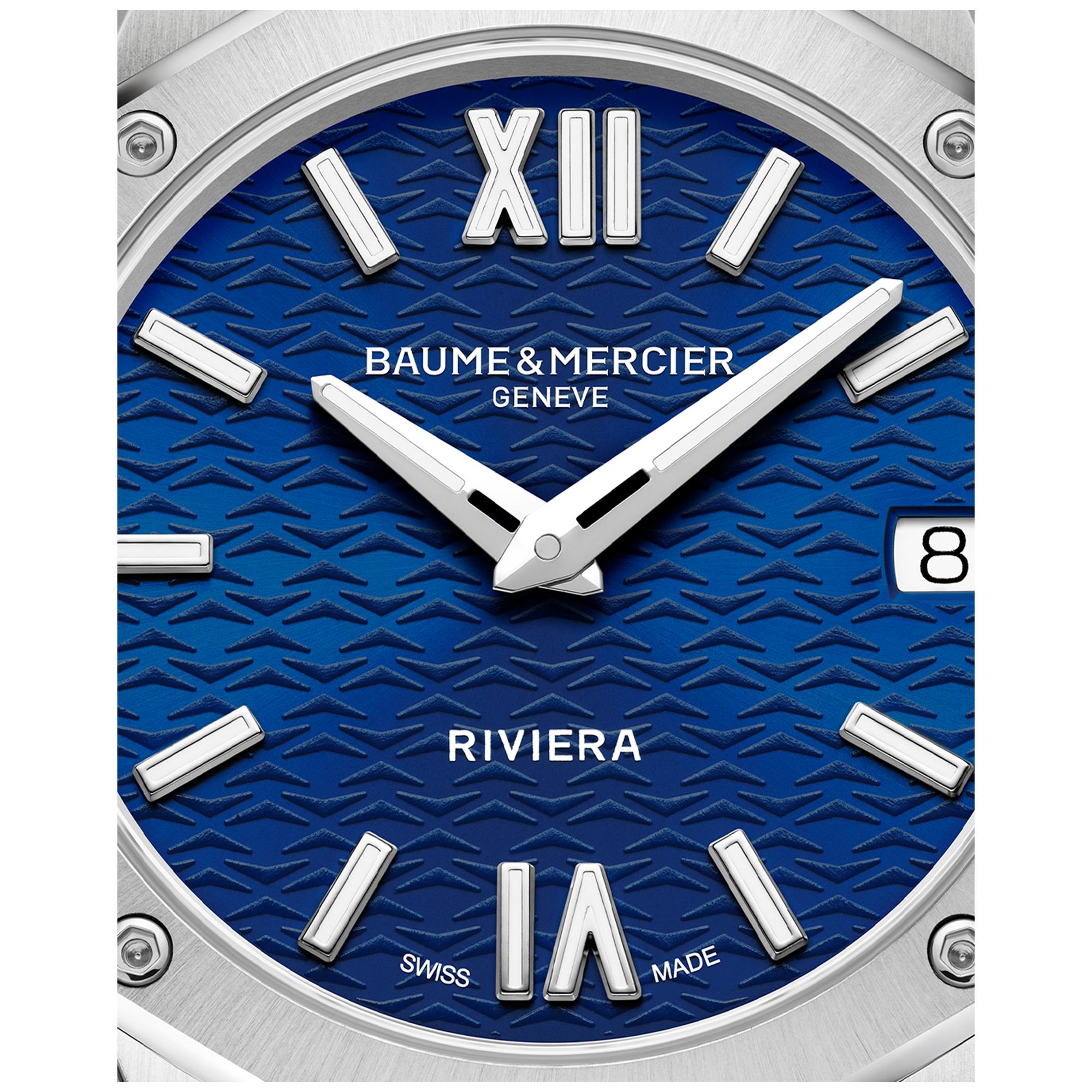 Baume & Mercier Riviera “Swiss Made" Quartz Blue Dial Stainless Steel Bracelet Women's Watch BM0A10727