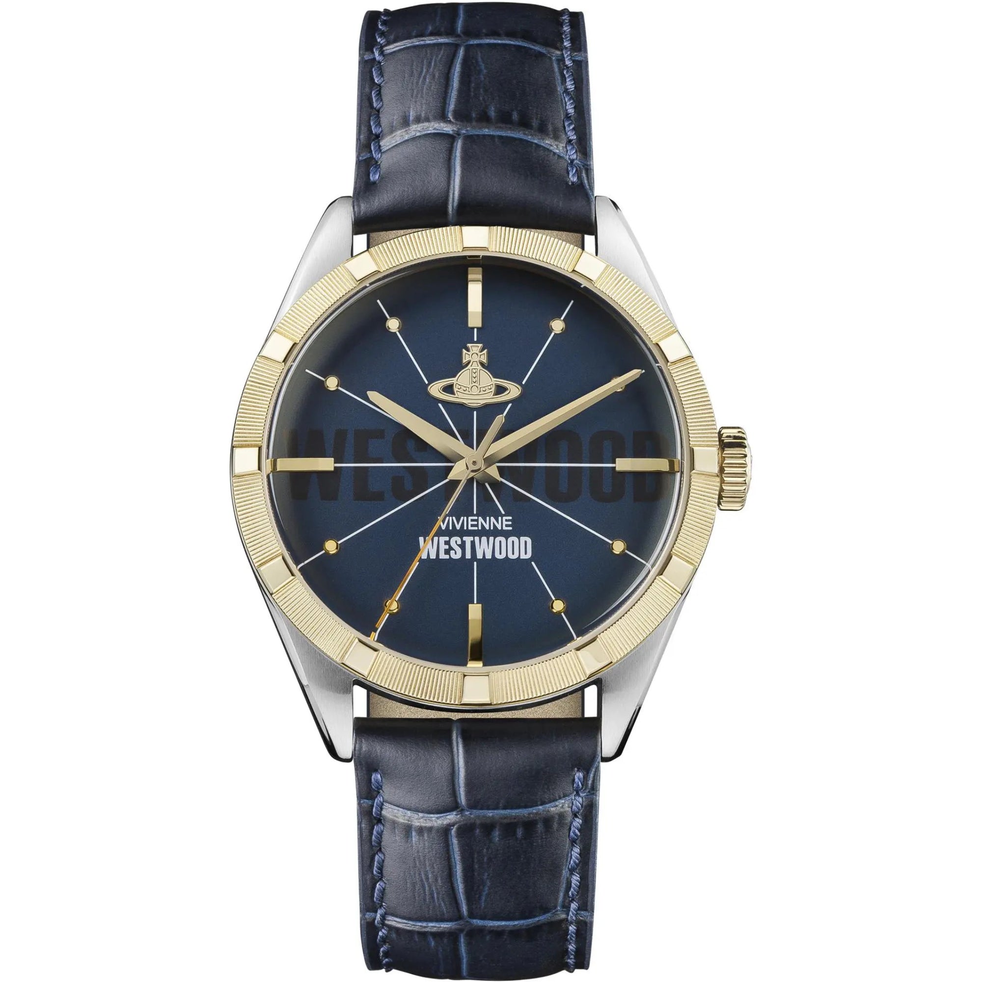 Vivienne Westwood Conduit Blue Dial Blue Leather Strap Men's Watch VV192NVNV