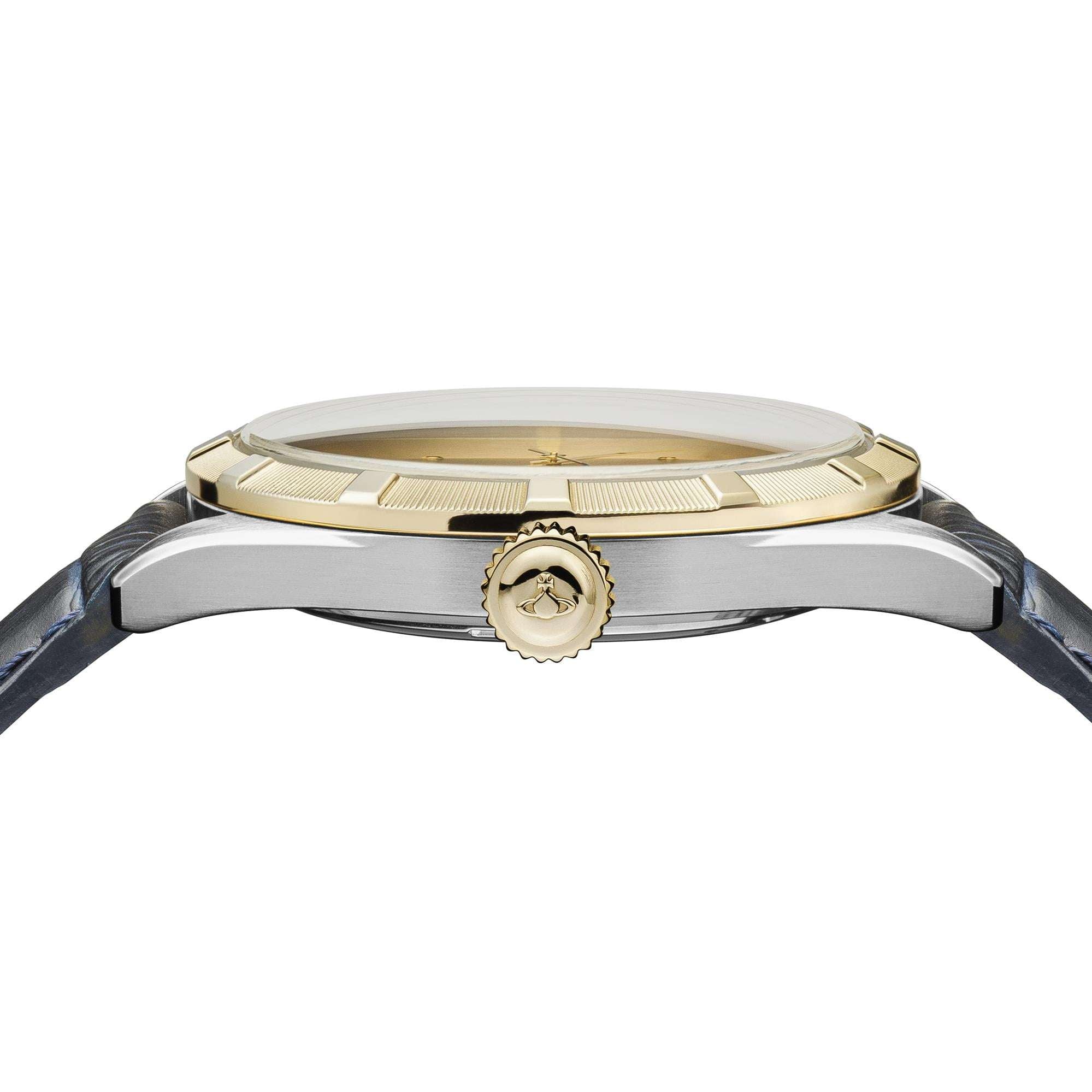 Vivienne Westwood Conduit Blue Dial Blue Leather Strap Men's Watch VV192NVNV