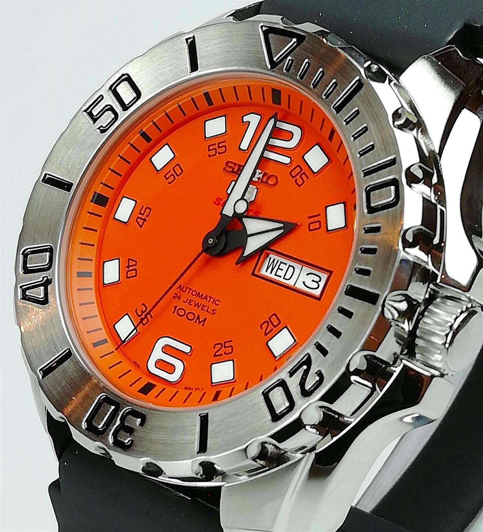 Seiko 5 Sports Automatic Orange Dial Monster Men's Watch SRPB39K1