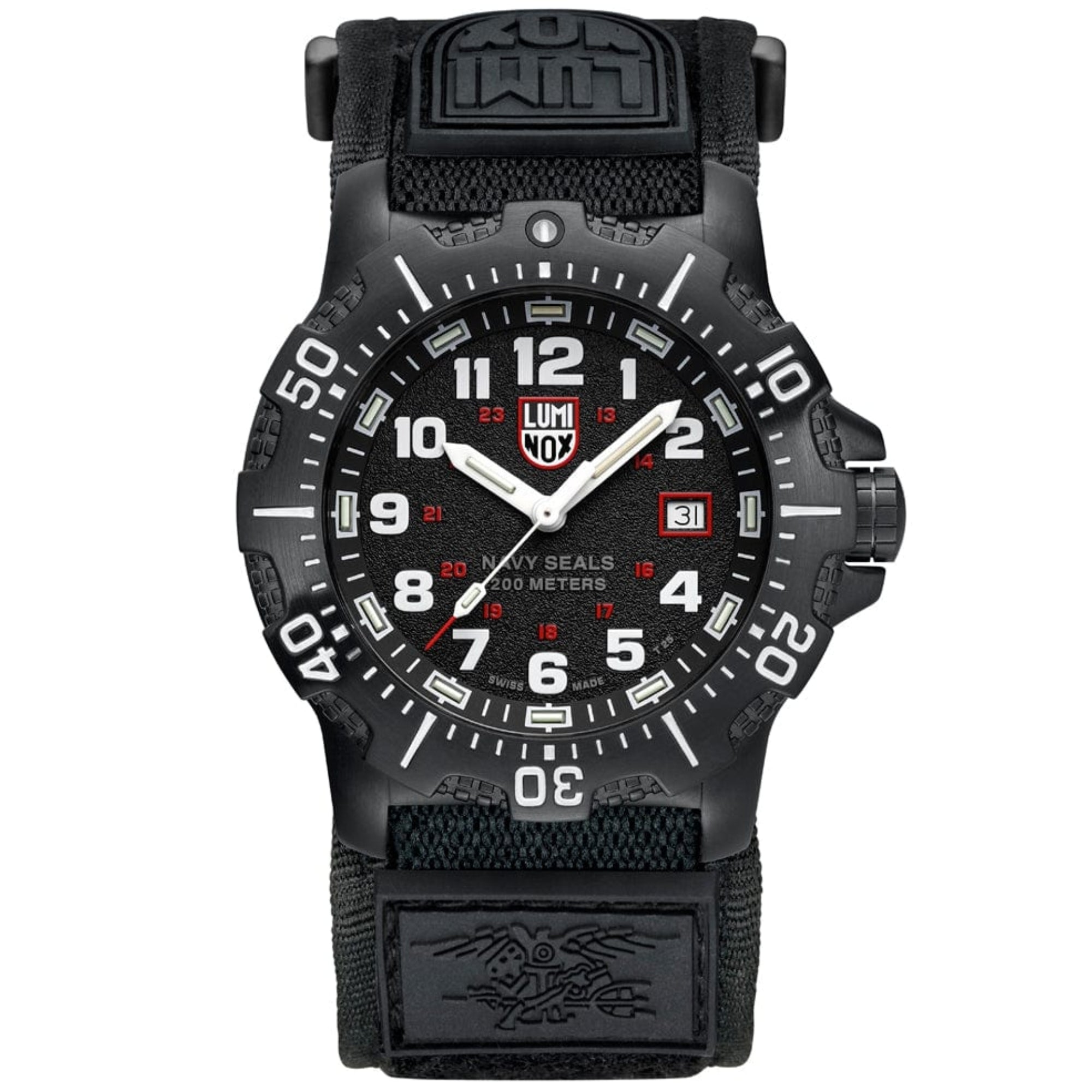 Luminox Navy Seal 45mm Schwarzes Zifferblatt Gummi Herren Quarz Uhr XS.4231.SET