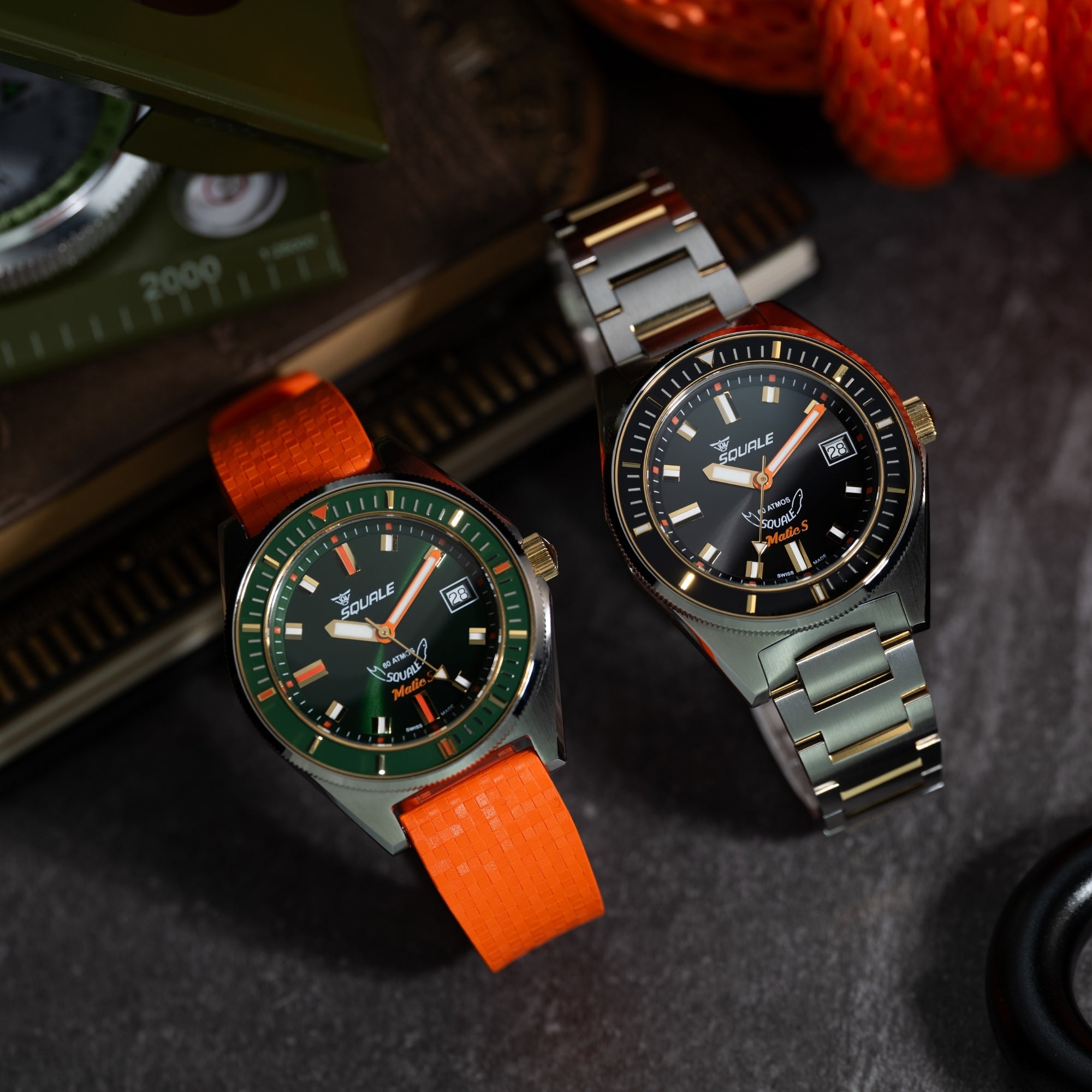 Squale Matic S 39.5mm Green Dial Rubber Mens Automatic Watch MATICGGRGR.MROR