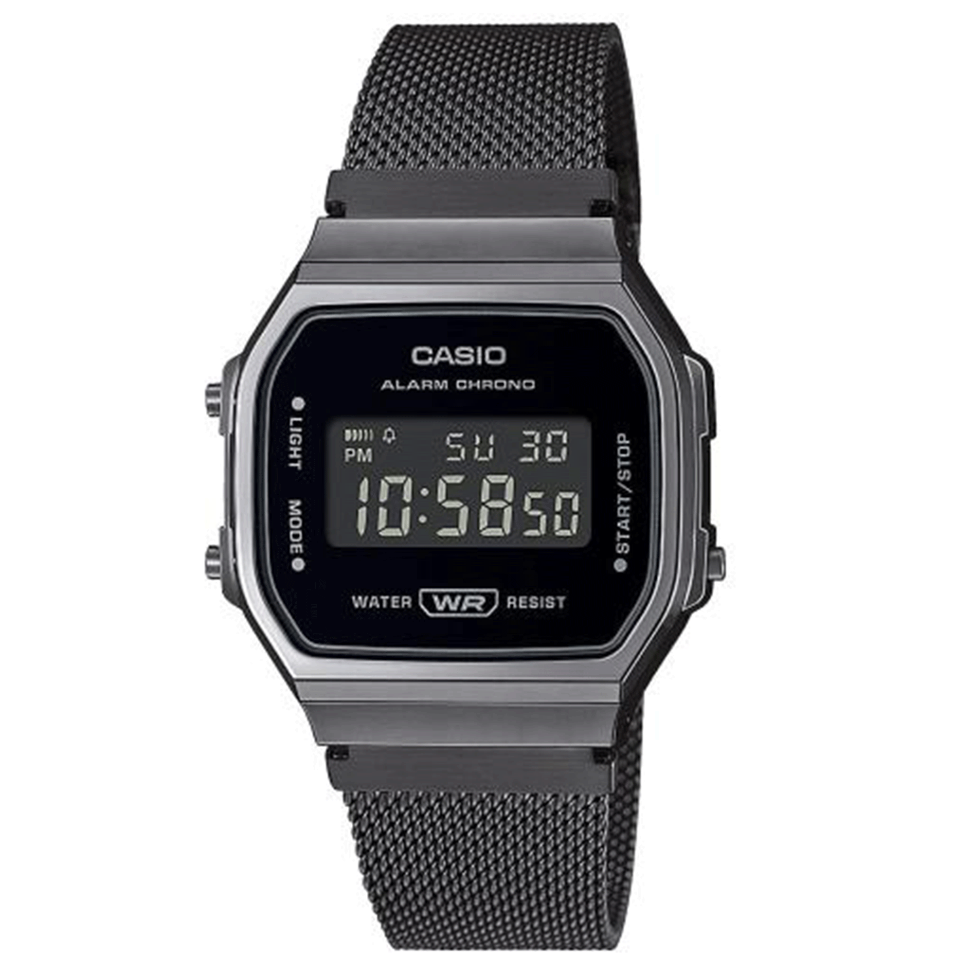 Casio Collection Quartz Black Dial Gunmetal Grey Stainless Steel Bracelet Watch A168WEMB-1BEF