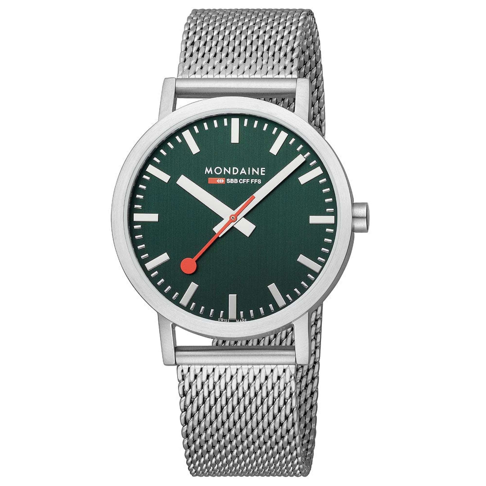 Mondaine Classic Forest Green Dial Mesh Bracelet Unisex Watch A660.30360.60SBJ