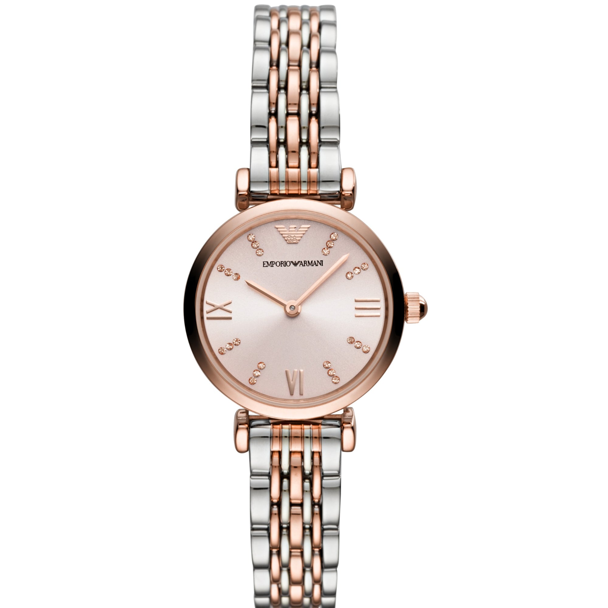Emporio Armani Gianni T-BAR Pink Dial Stainless Steel Ladies Watch AR11223