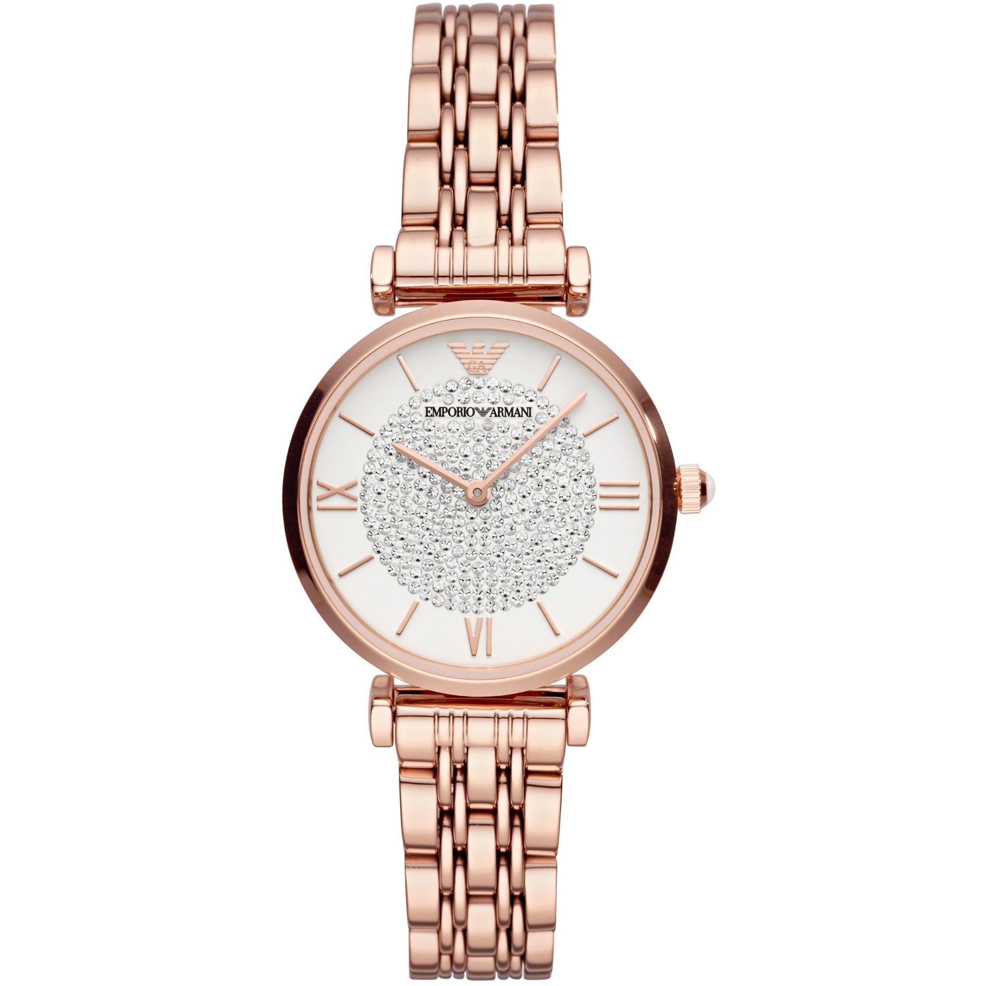 Emporio Armani Gianni T-BAR White Dial Rose Gold-Tone Steel Ladies Watch AR11244