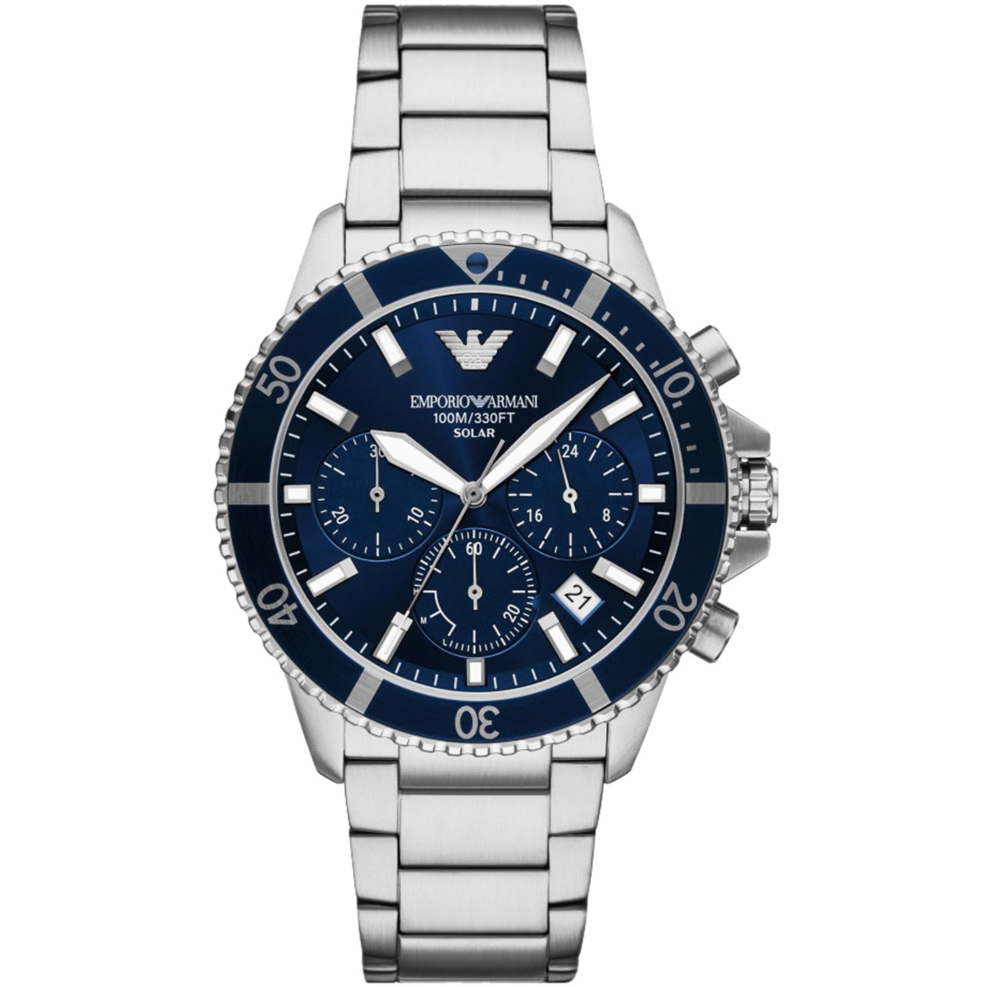 Emporio Armani World Explorer Quartz Chronograph Blue Dial Stainless Steel Men's Watch AR11681