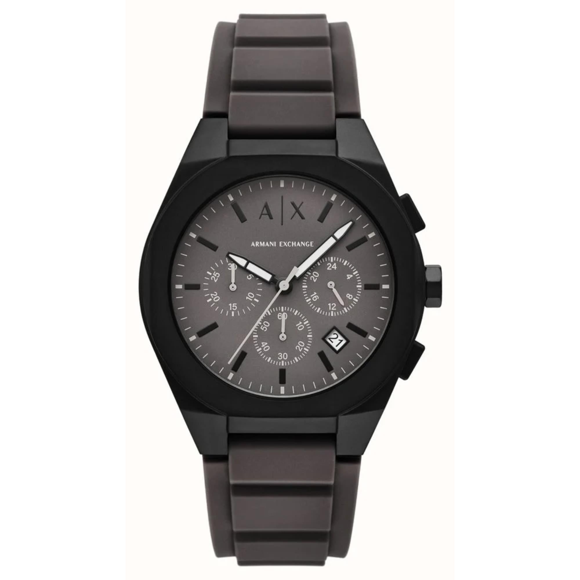 Armani Exchange Sync Chronograph Quartz Grey Dial Leather Strap Men's Watch AX4191