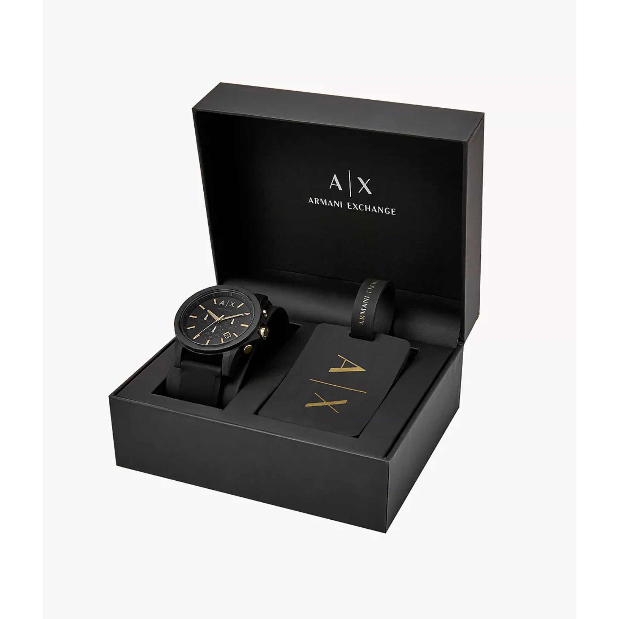 Armani Exchange Chronograph Black Dial Silicone Strap Men’s Watch AX7105